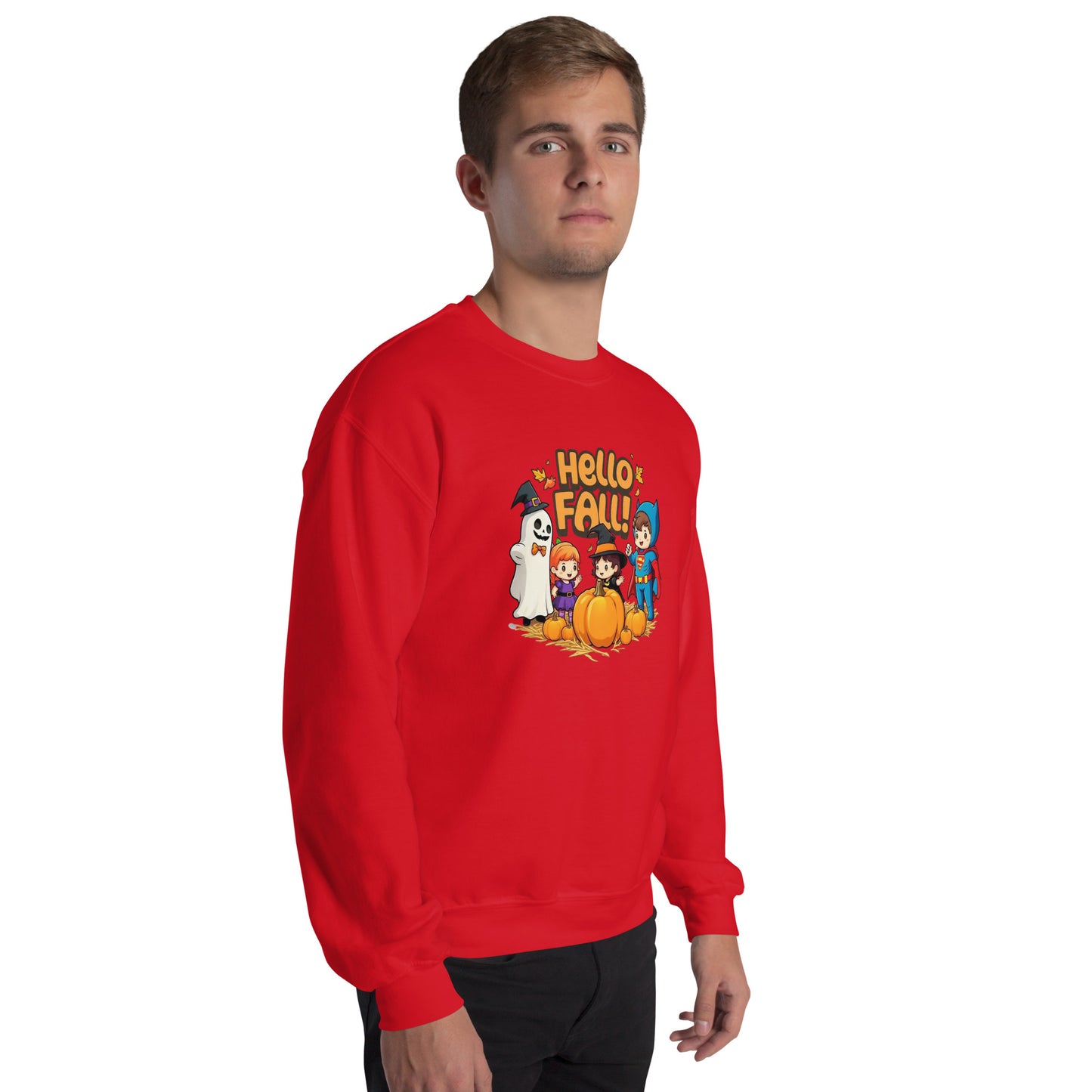 Hello Fall Unisex Sweatshirt from Rare Plus Apparel – unique movie & pop culture inspired design.