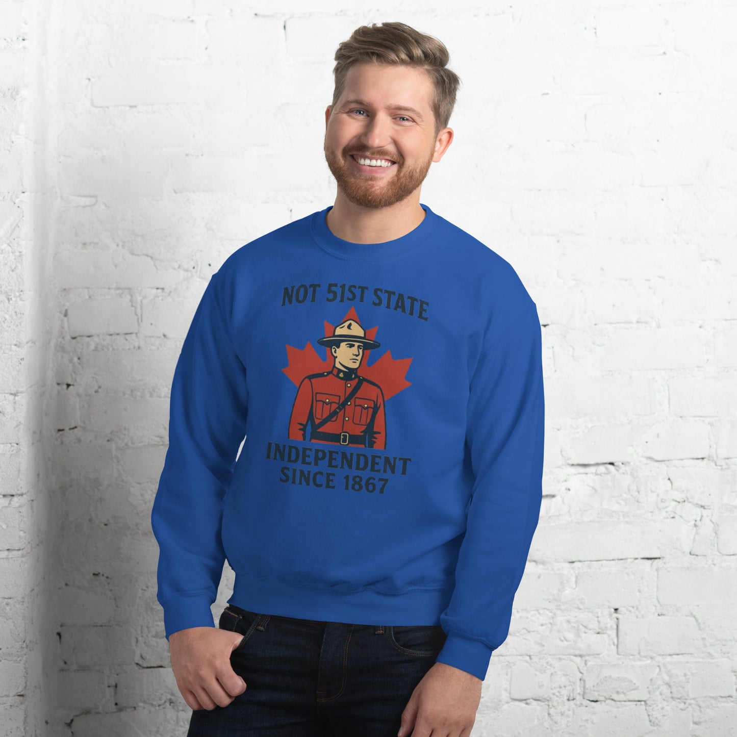 Not 51st State Mountie Unisex Sweatshirt from Rare Plus Apparel – unique movie & pop culture inspired design.