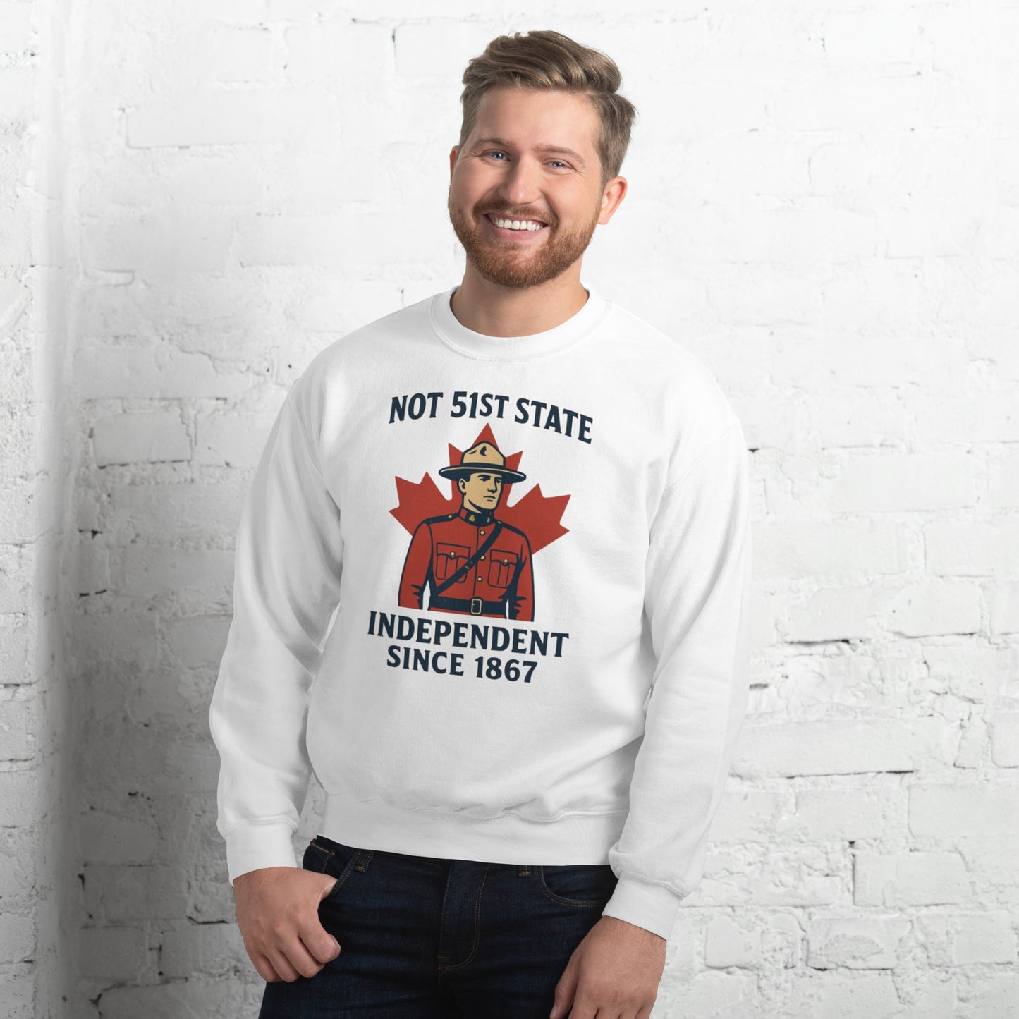 Not 51st State Mountie Unisex Sweatshirt from Rare Plus Apparel – unique movie & pop culture inspired design.