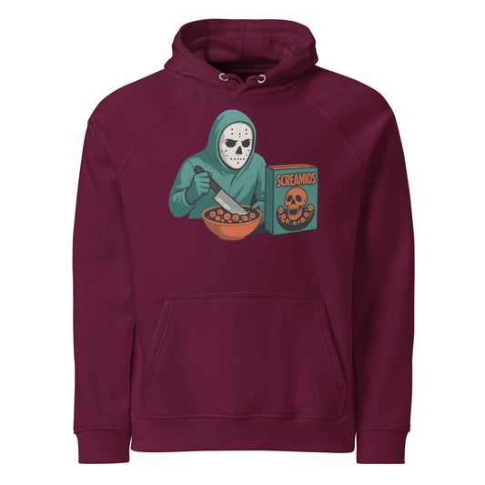 Cereal Killer – Morning Slasher Club Unisex eco raglan hoodie