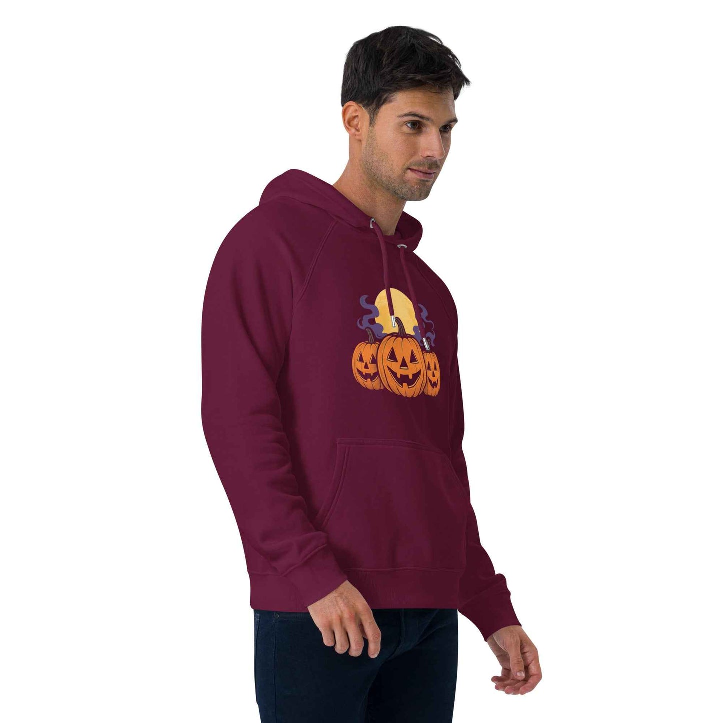 “Midnight Pumpkins” The Jack-O-Lantern Parade Unisex eco raglan hoodie