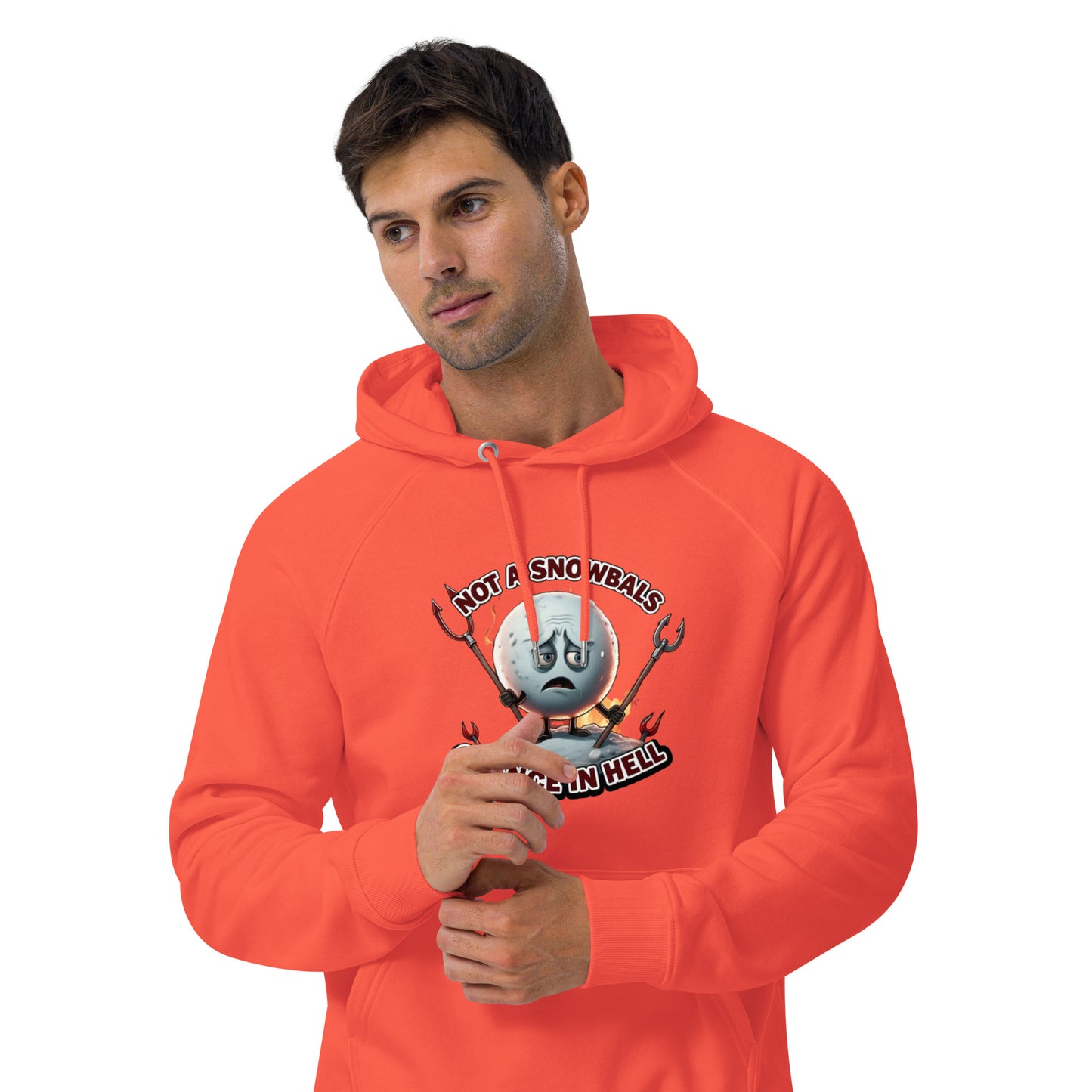 Not a Snowball’s Chance in Hell Unisex eco raglan hoodie from Rare Plus Apparel – unique movie & pop culture inspired design.