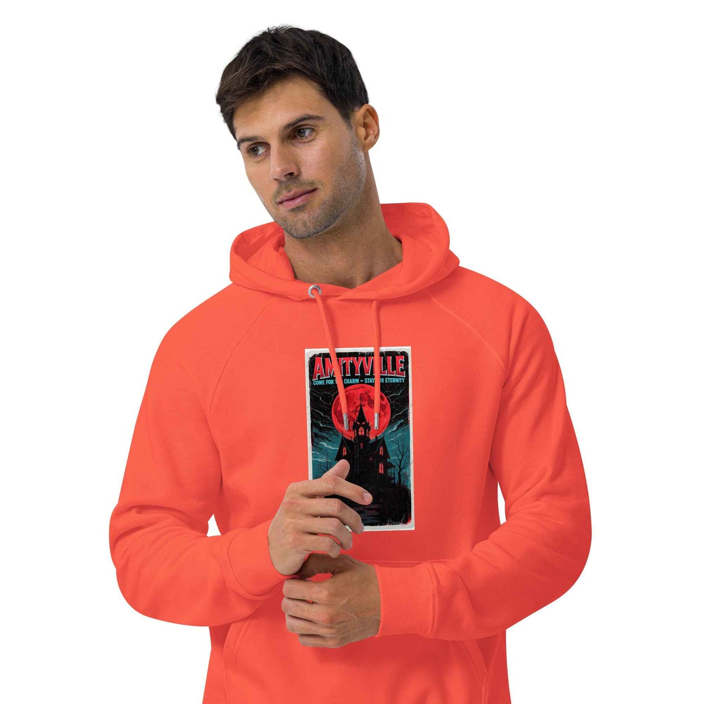 Amityville — Come for the Charm, Stay for Eternity Unisex eco raglan hoodie