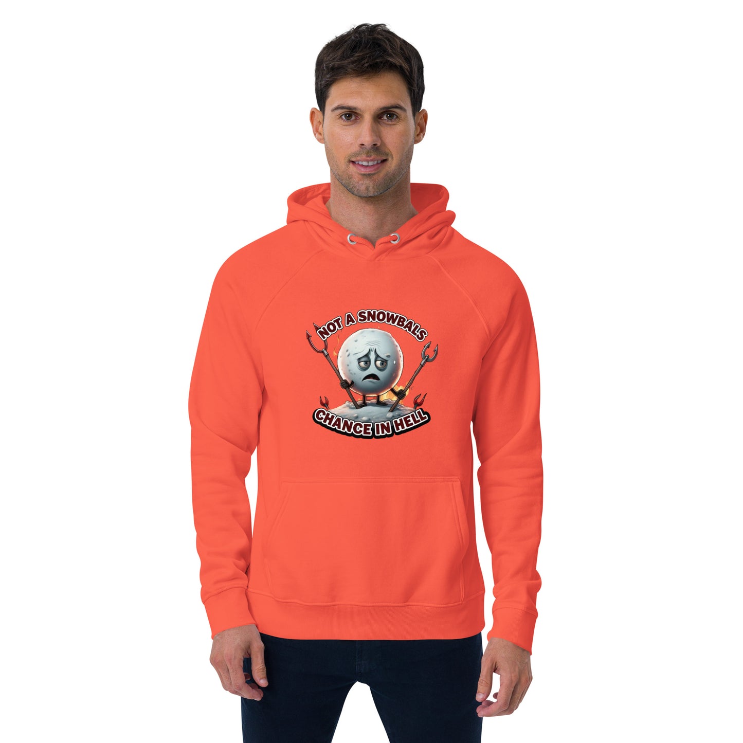 Not a Snowball’s Chance in Hell Unisex eco raglan hoodie from Rare Plus Apparel – unique movie & pop culture inspired design.