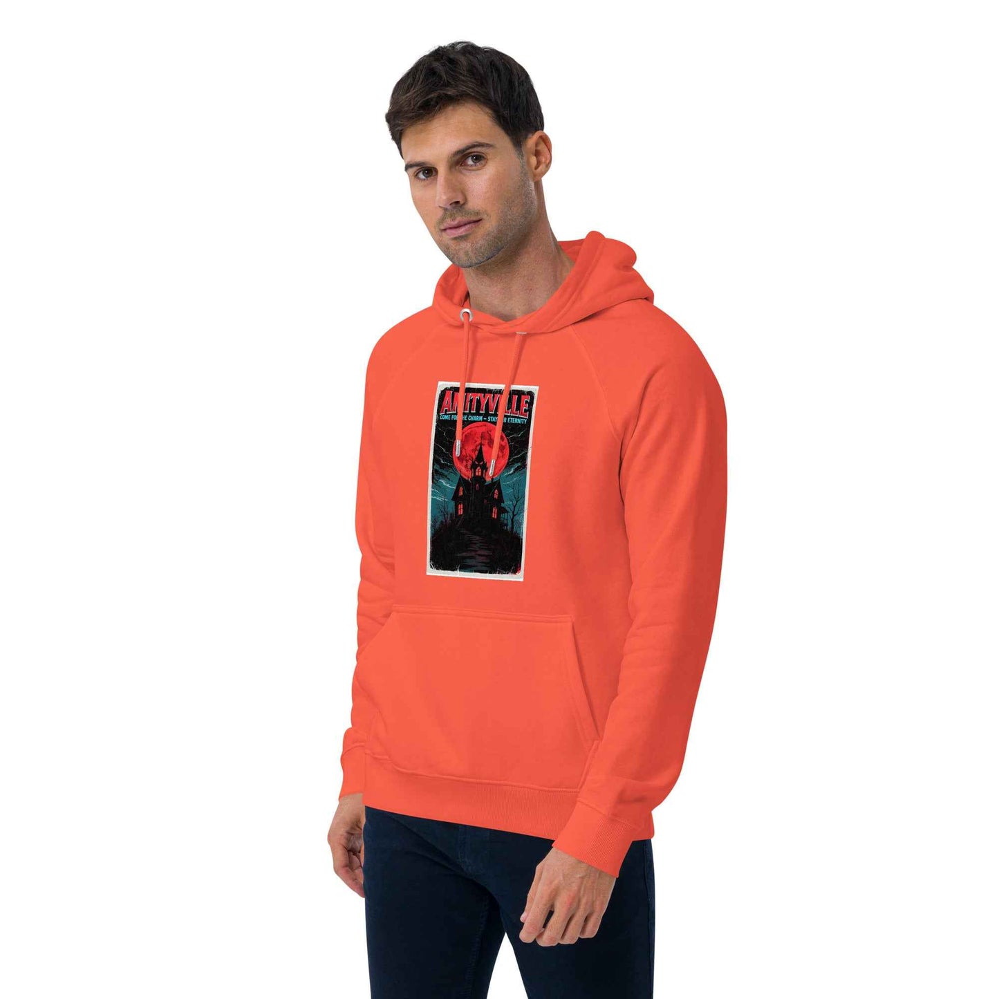 Amityville — Come for the Charm, Stay for Eternity Unisex eco raglan hoodie