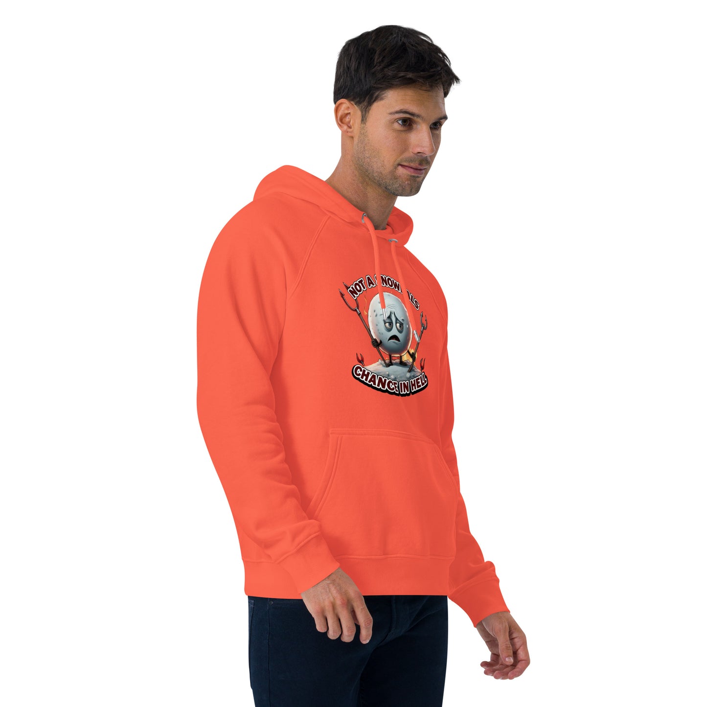 Not a Snowball’s Chance in Hell Unisex eco raglan hoodie from Rare Plus Apparel – unique movie & pop culture inspired design.