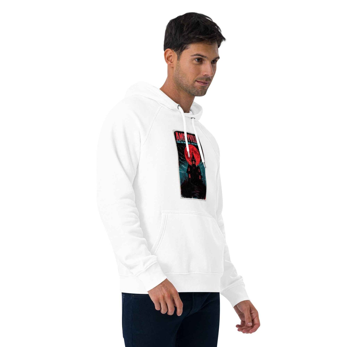 Amityville — Come for the Charm, Stay for Eternity Unisex eco raglan hoodie