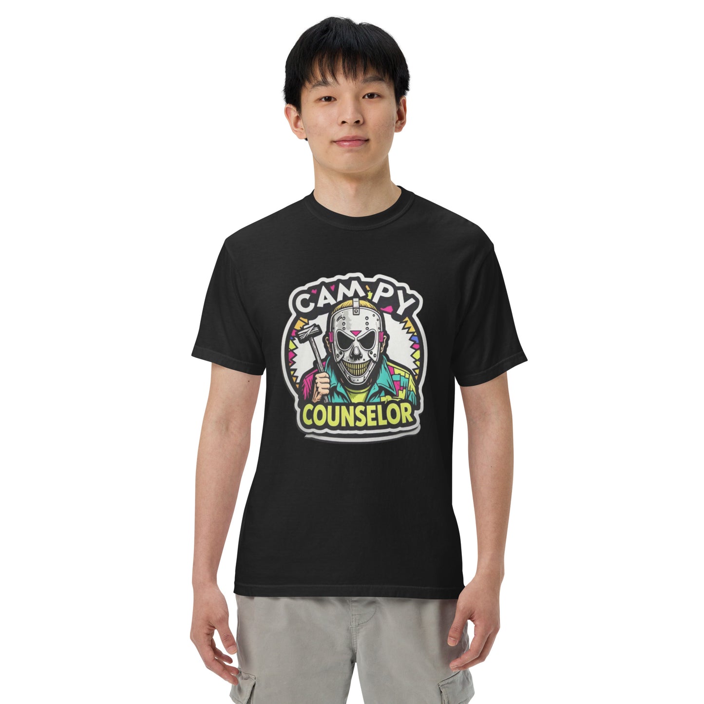 Campy Counselor Unisex garment-dyed heavyweight t-shirt from Rare Plus Apparel – unique movie & pop culture inspired design.
