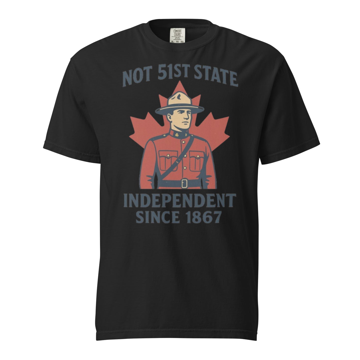 Not 51st State Mountie Unisex garment-dyed heavyweight t-shirt from Rare Plus Apparel – unique movie & pop culture inspired design.