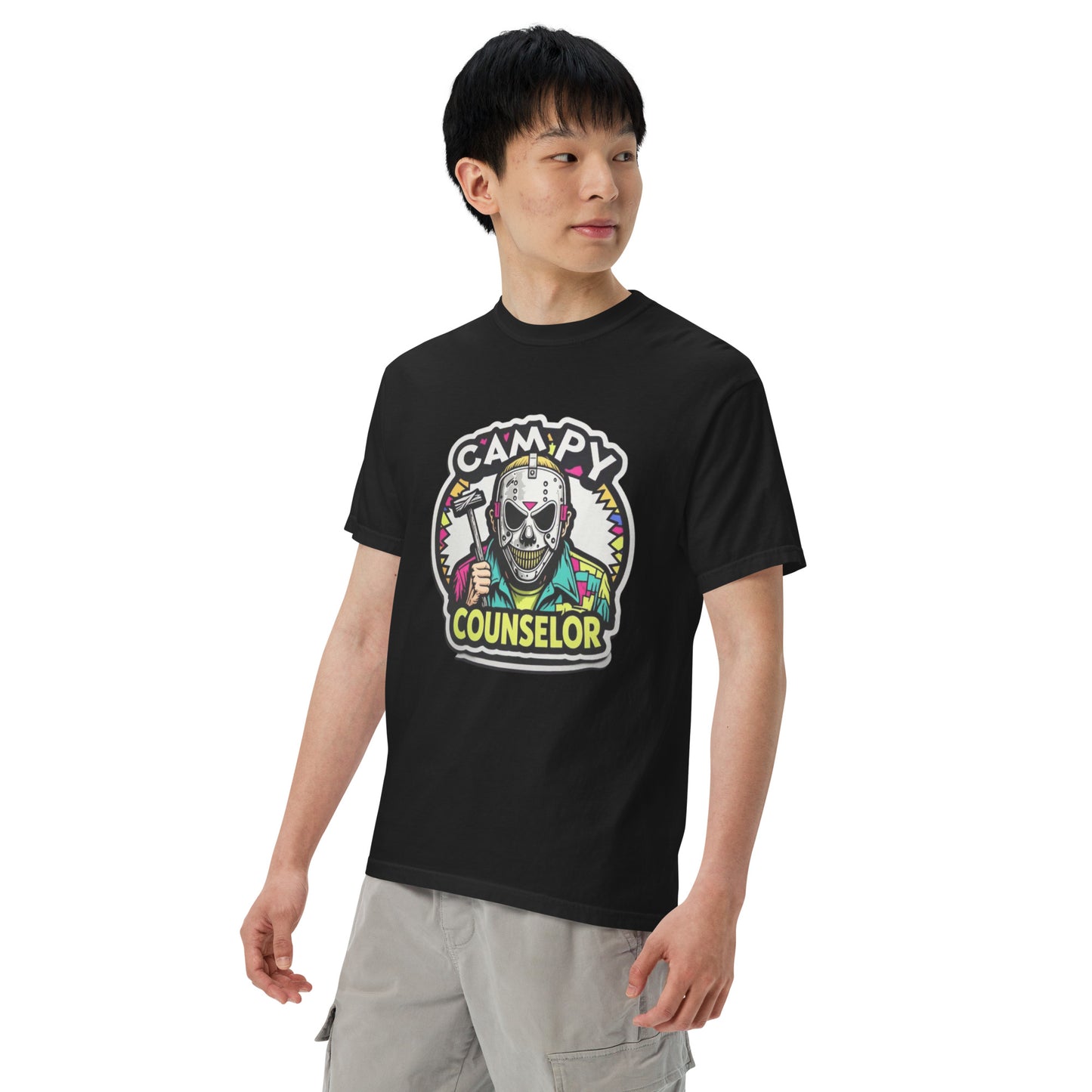 Campy Counselor Unisex garment-dyed heavyweight t-shirt from Rare Plus Apparel – unique movie & pop culture inspired design.