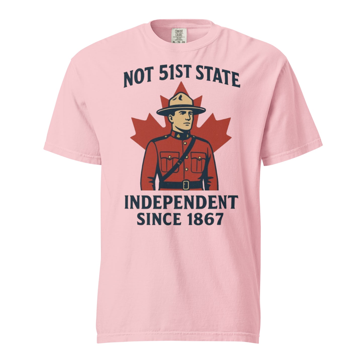 Not 51st State Mountie Unisex garment-dyed heavyweight t-shirt from Rare Plus Apparel – unique movie & pop culture inspired design.