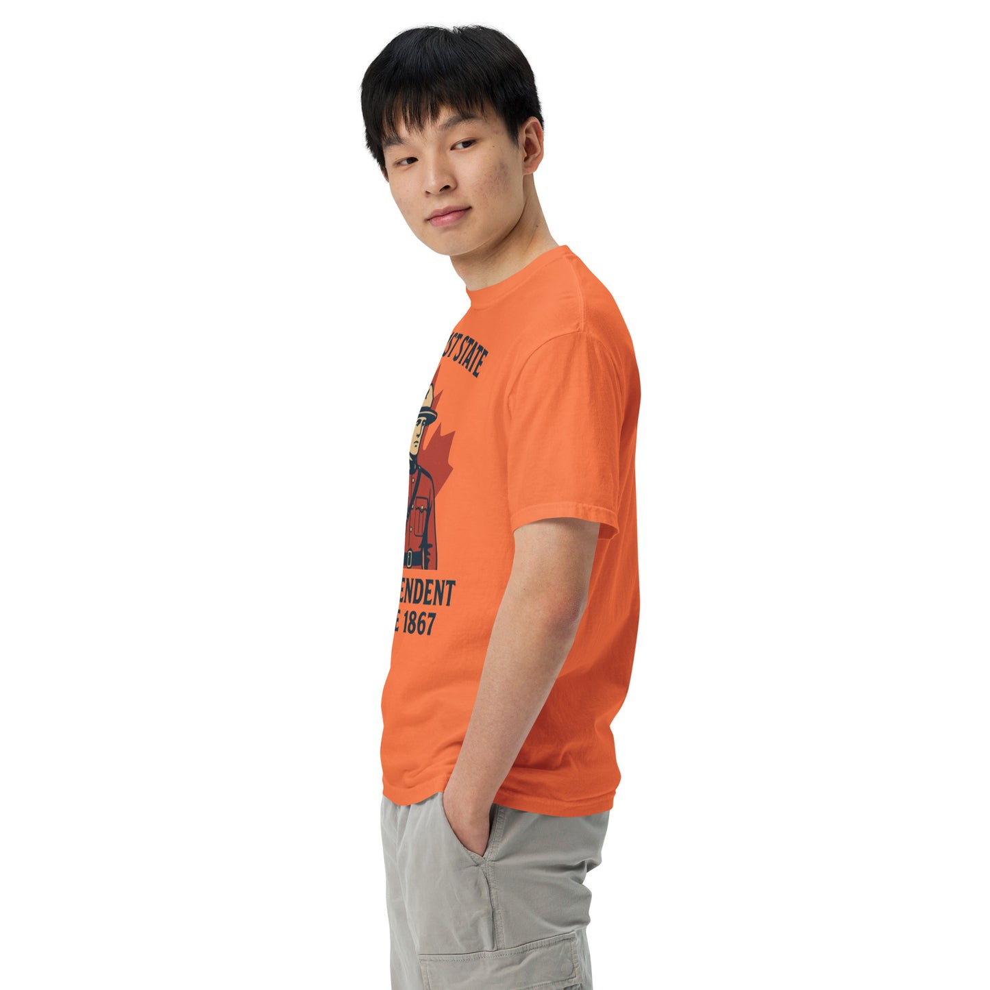 Not 51st State Mountie Unisex garment-dyed heavyweight t-shirt from Rare Plus Apparel – unique movie & pop culture inspired design.