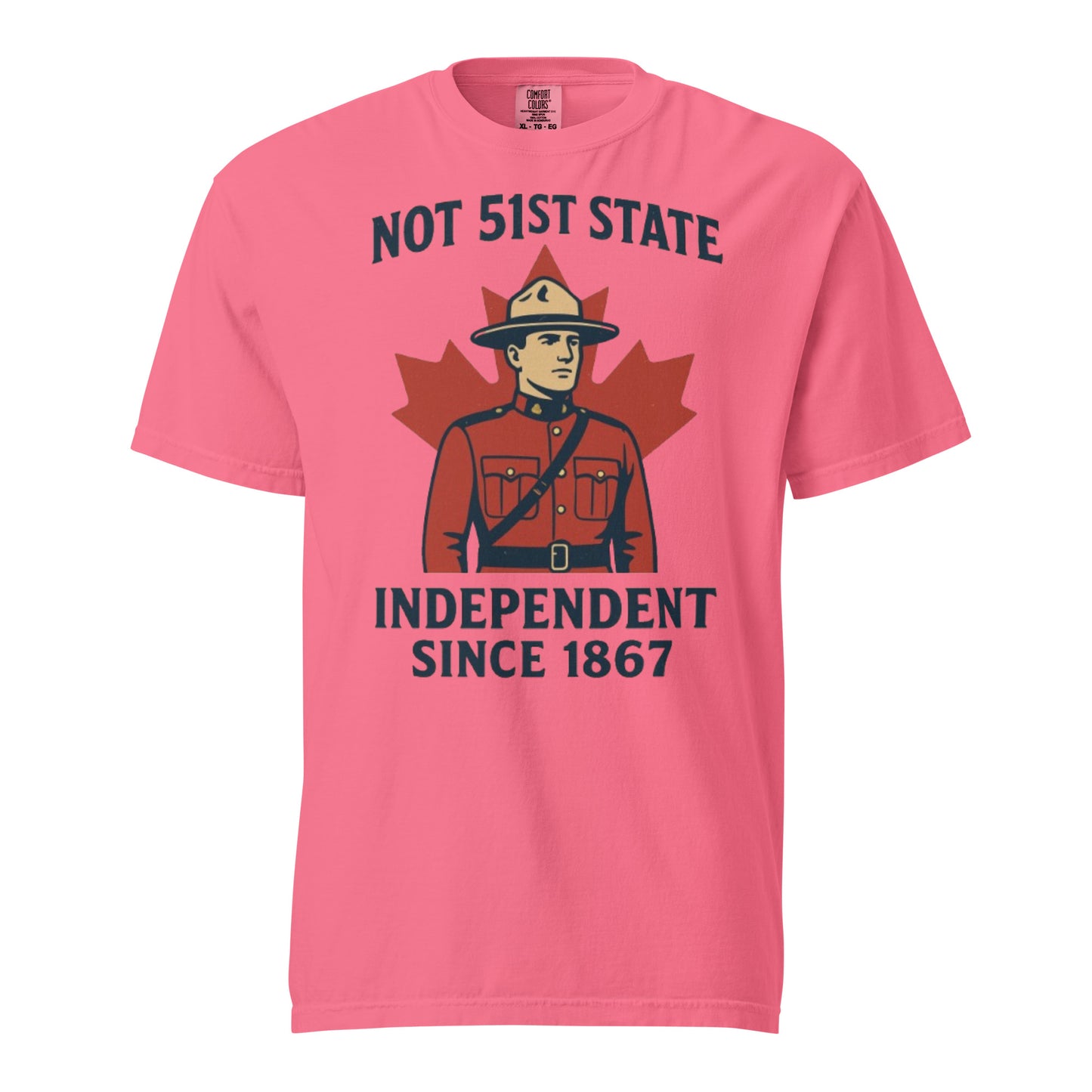 Not 51st State Mountie Unisex garment-dyed heavyweight t-shirt from Rare Plus Apparel – unique movie & pop culture inspired design.