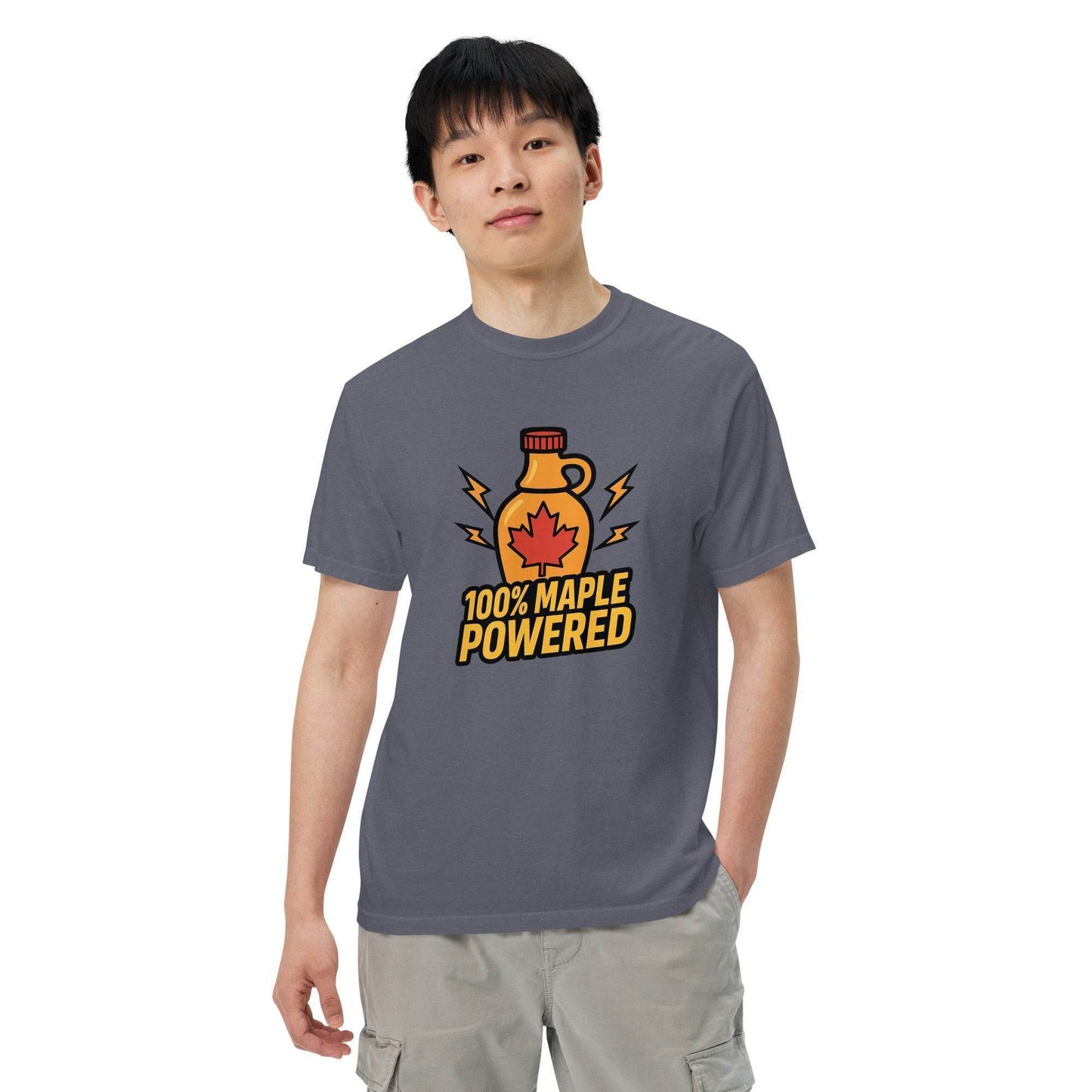 100% Maple Powered Unisex garment-dyed heavyweight t-shirt from Rare Plus Apparel – unique movie & pop culture inspired design.