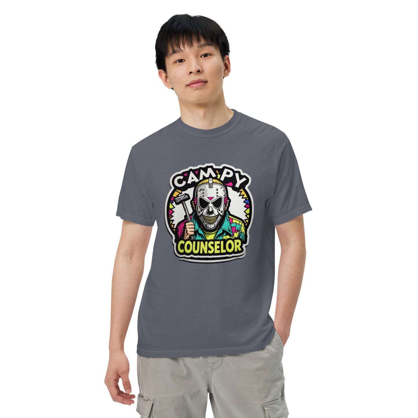 Campy Counselor Unisex garment-dyed heavyweight t-shirt from Rare Plus Apparel – unique movie & pop culture inspired design.