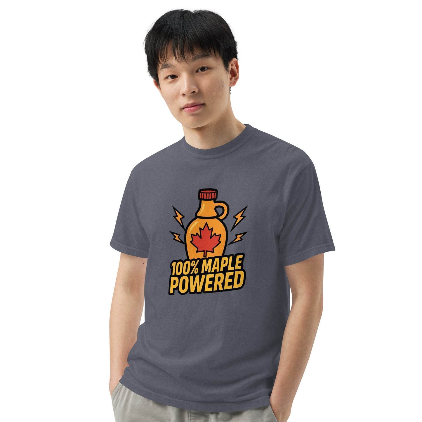 100% Maple Powered Unisex garment-dyed heavyweight t-shirt from Rare Plus Apparel – unique movie & pop culture inspired design.
