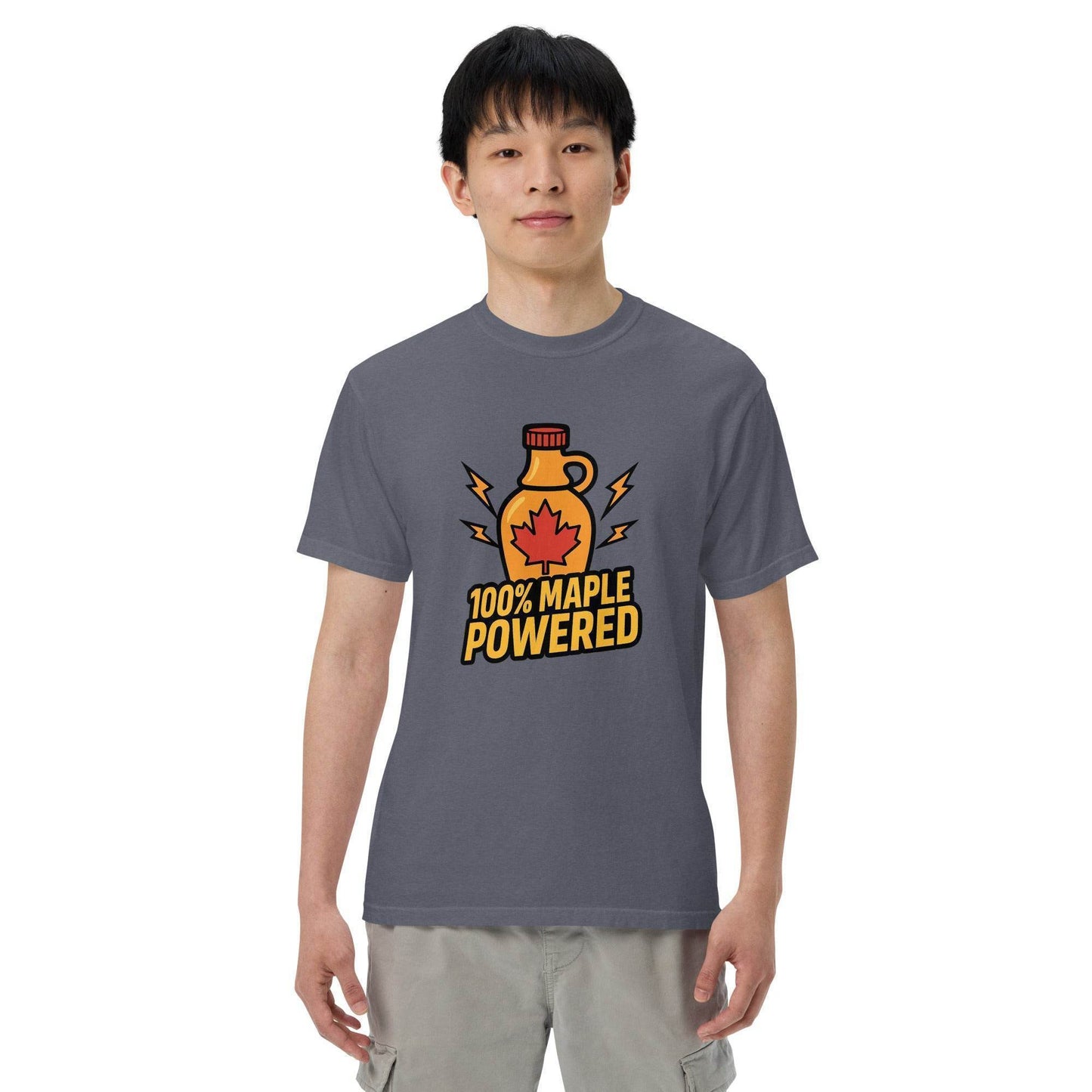 100% Maple Powered Unisex garment-dyed heavyweight t-shirt from Rare Plus Apparel – unique movie & pop culture inspired design.