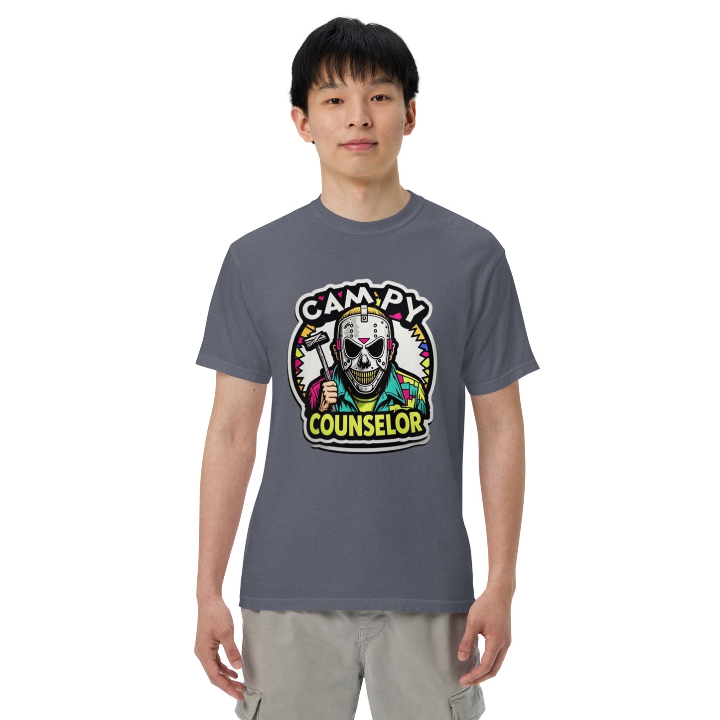 Campy Counselor Unisex garment-dyed heavyweight t-shirt from Rare Plus Apparel – unique movie & pop culture inspired design.