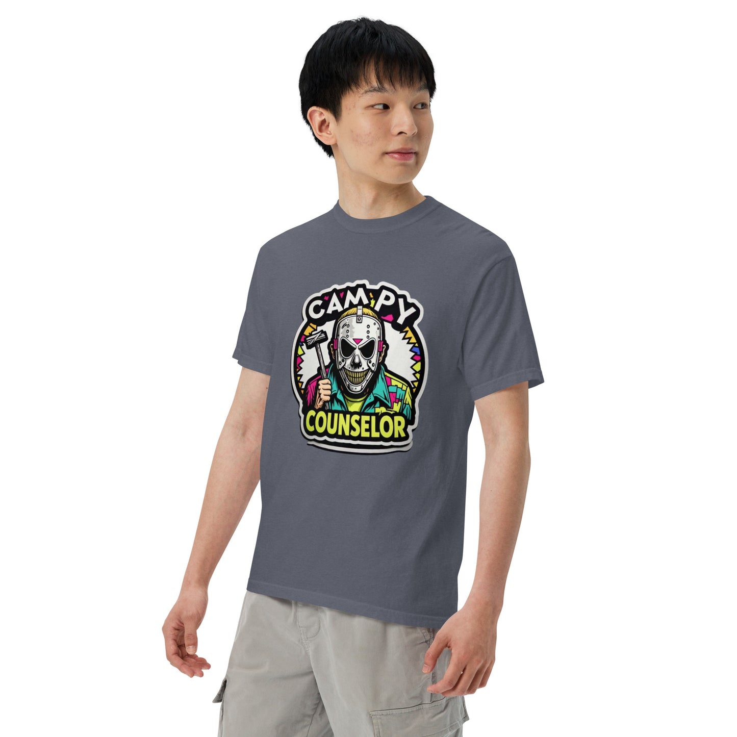 Campy Counselor Unisex garment-dyed heavyweight t-shirt from Rare Plus Apparel – unique movie & pop culture inspired design.