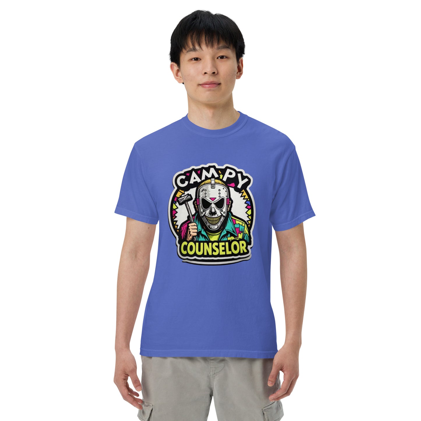 Campy Counselor Unisex garment-dyed heavyweight t-shirt from Rare Plus Apparel – unique movie & pop culture inspired design.