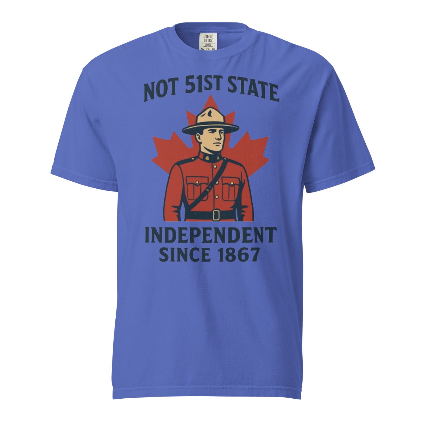 Not 51st State Mountie Unisex garment-dyed heavyweight t-shirt from Rare Plus Apparel – unique movie & pop culture inspired design.