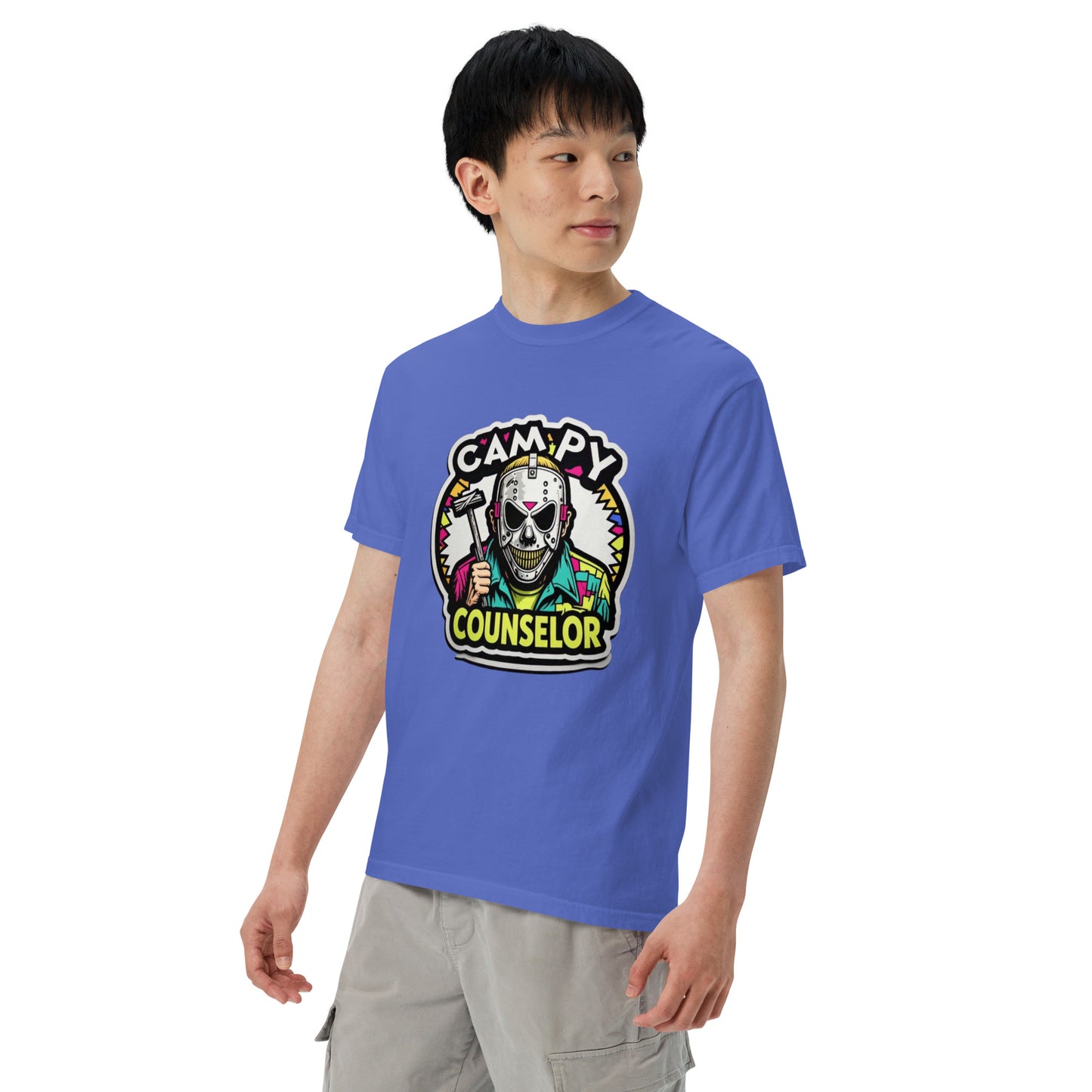Campy Counselor Unisex garment-dyed heavyweight t-shirt from Rare Plus Apparel – unique movie & pop culture inspired design.