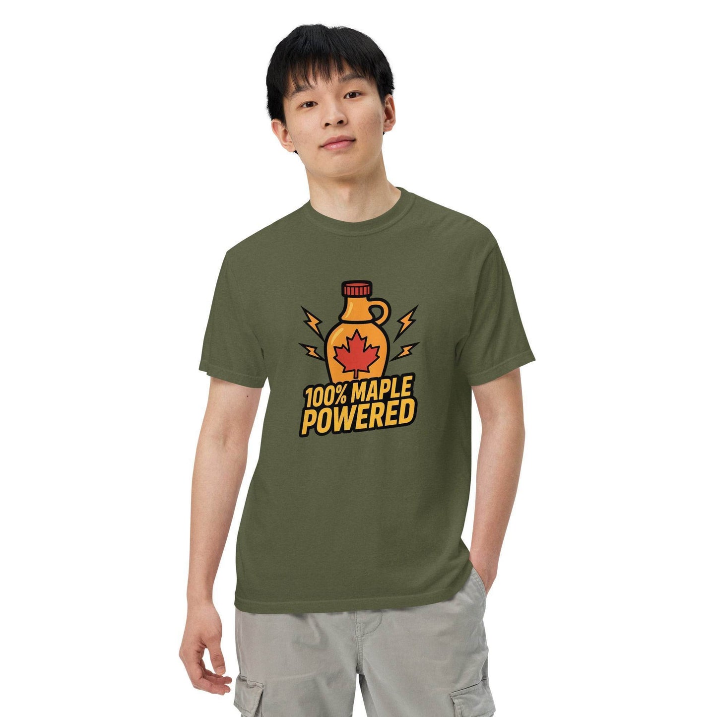 100% Maple Powered Unisex garment-dyed heavyweight t-shirt from Rare Plus Apparel – unique movie & pop culture inspired design.