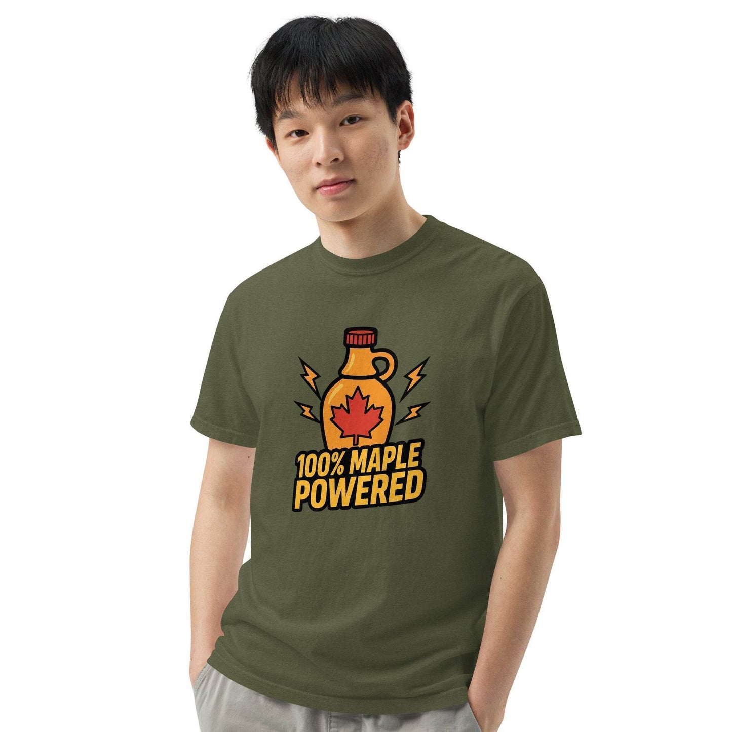 100% Maple Powered Unisex garment-dyed heavyweight t-shirt from Rare Plus Apparel – unique movie & pop culture inspired design.