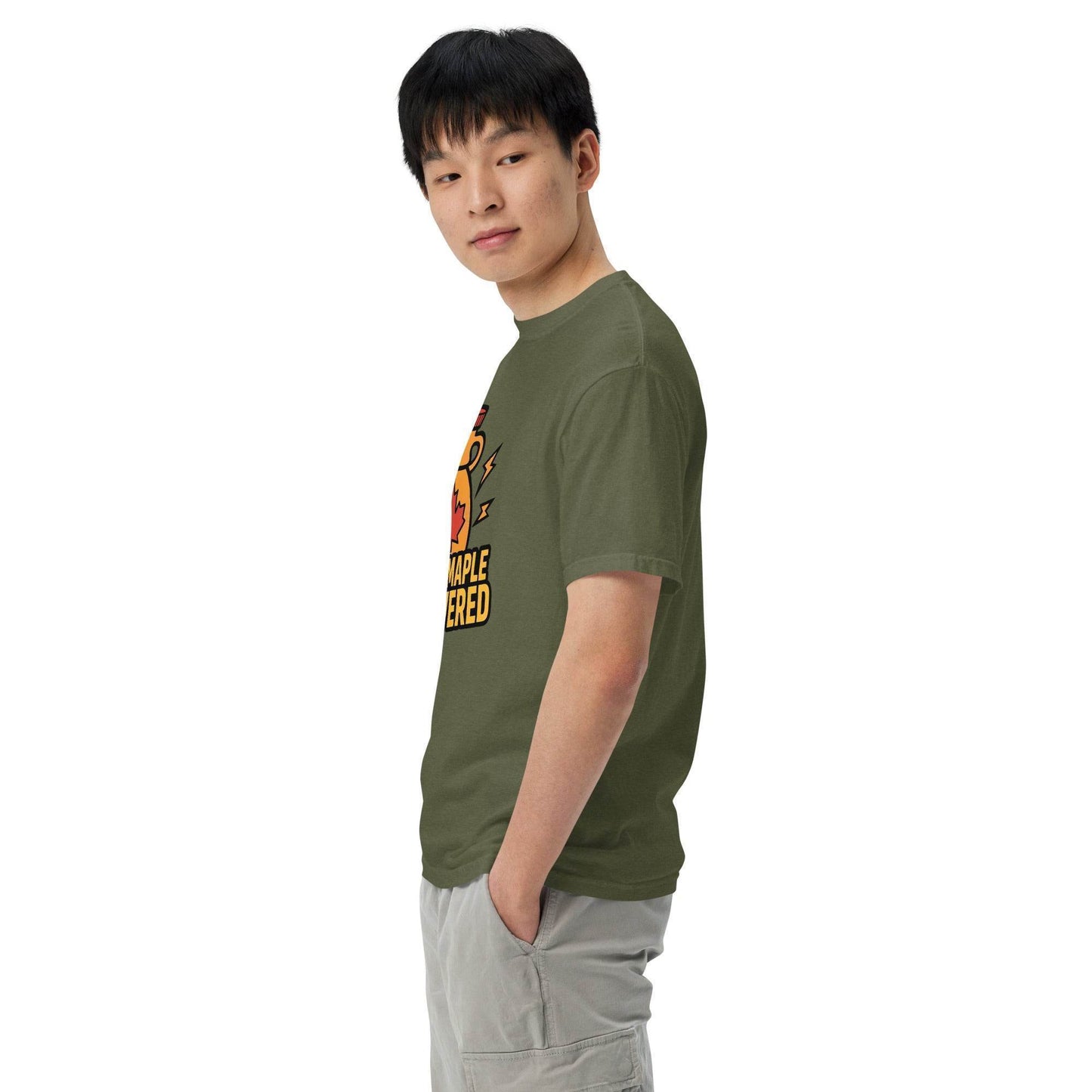 100% Maple Powered Unisex garment-dyed heavyweight t-shirt from Rare Plus Apparel – unique movie & pop culture inspired design.