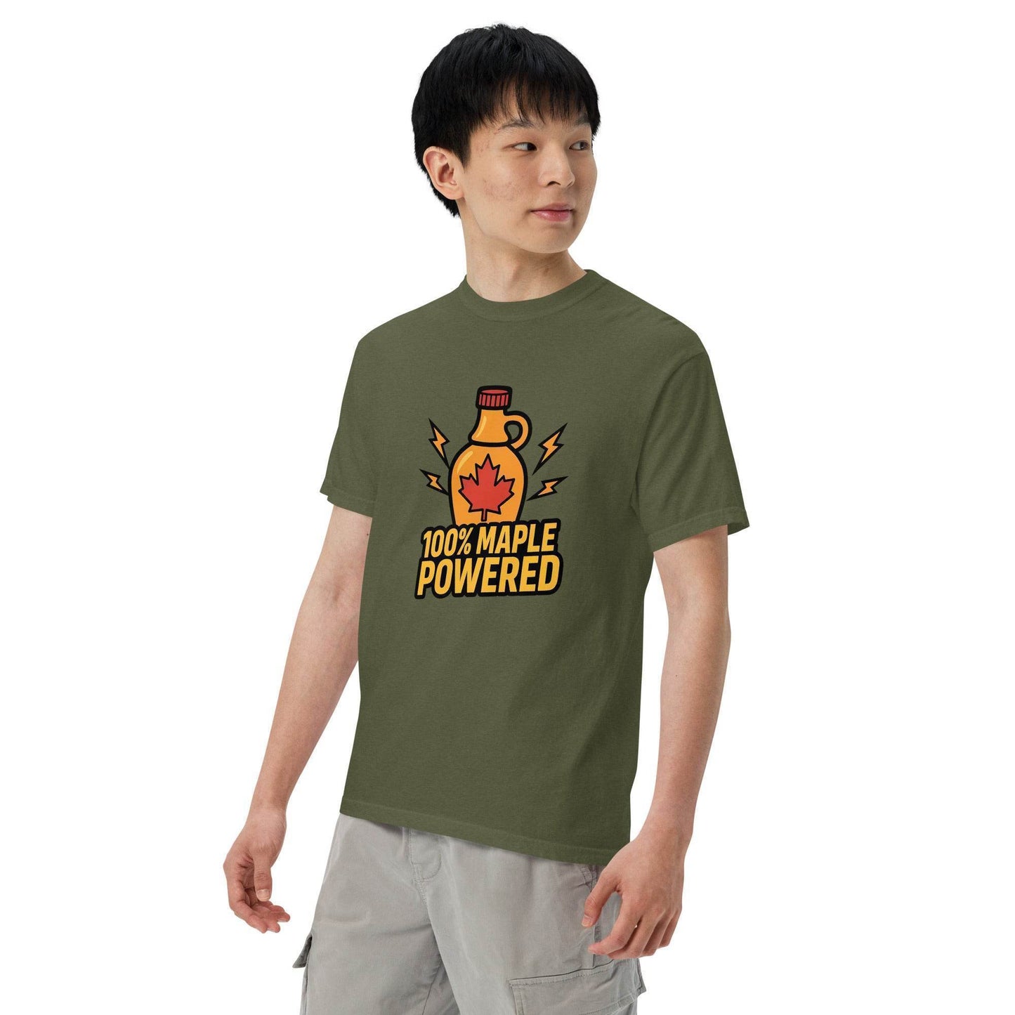 100% Maple Powered Unisex garment-dyed heavyweight t-shirt from Rare Plus Apparel – unique movie & pop culture inspired design.