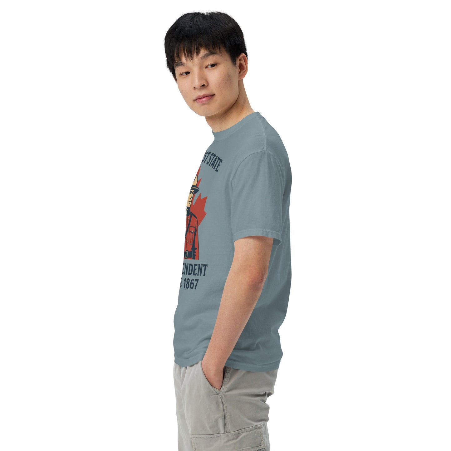 Not 51st State Mountie Unisex garment-dyed heavyweight t-shirt from Rare Plus Apparel – unique movie & pop culture inspired design.