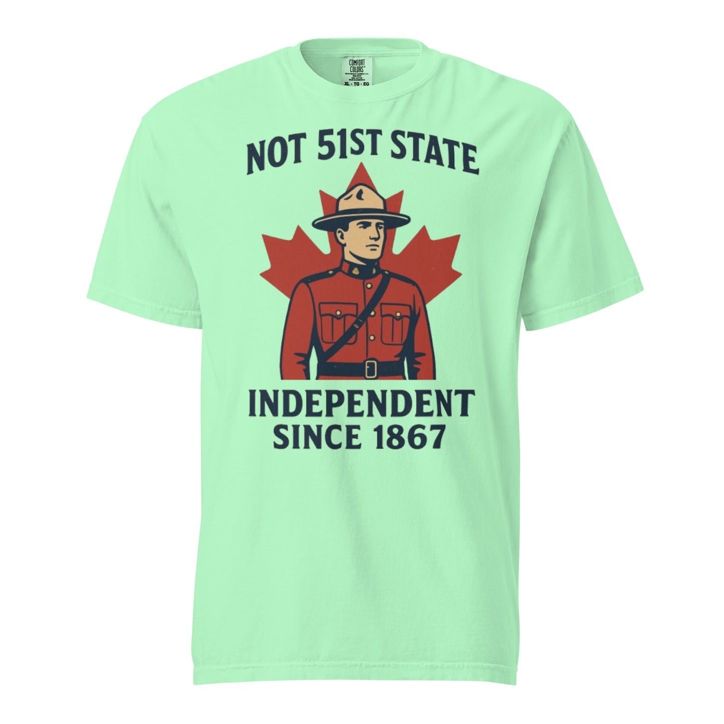 Not 51st State Mountie Unisex garment-dyed heavyweight t-shirt from Rare Plus Apparel – unique movie & pop culture inspired design.