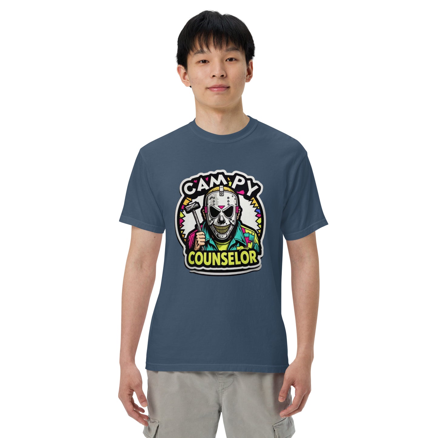 Campy Counselor Unisex garment-dyed heavyweight t-shirt from Rare Plus Apparel – unique movie & pop culture inspired design.