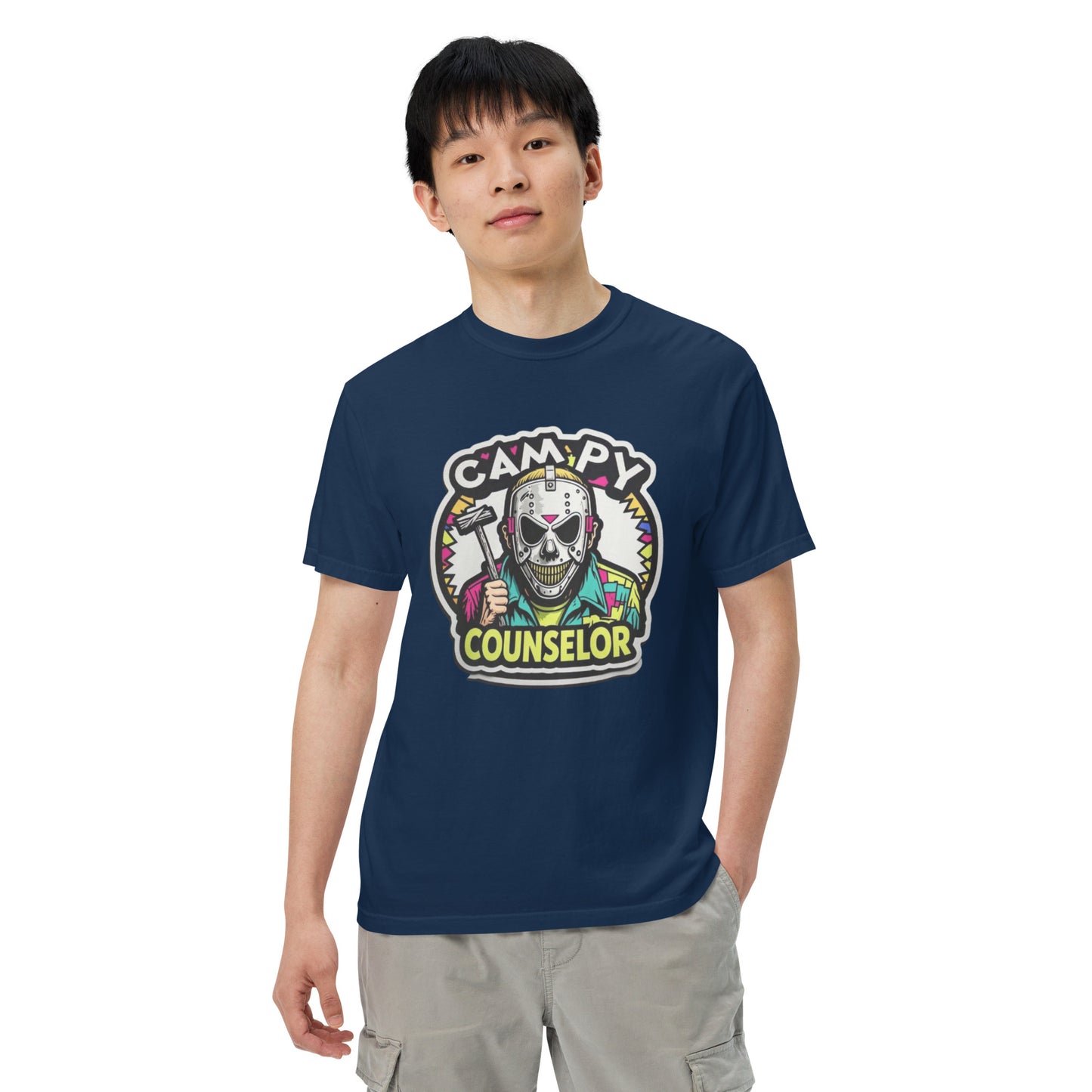 Campy Counselor Unisex garment-dyed heavyweight t-shirt from Rare Plus Apparel – unique movie & pop culture inspired design.