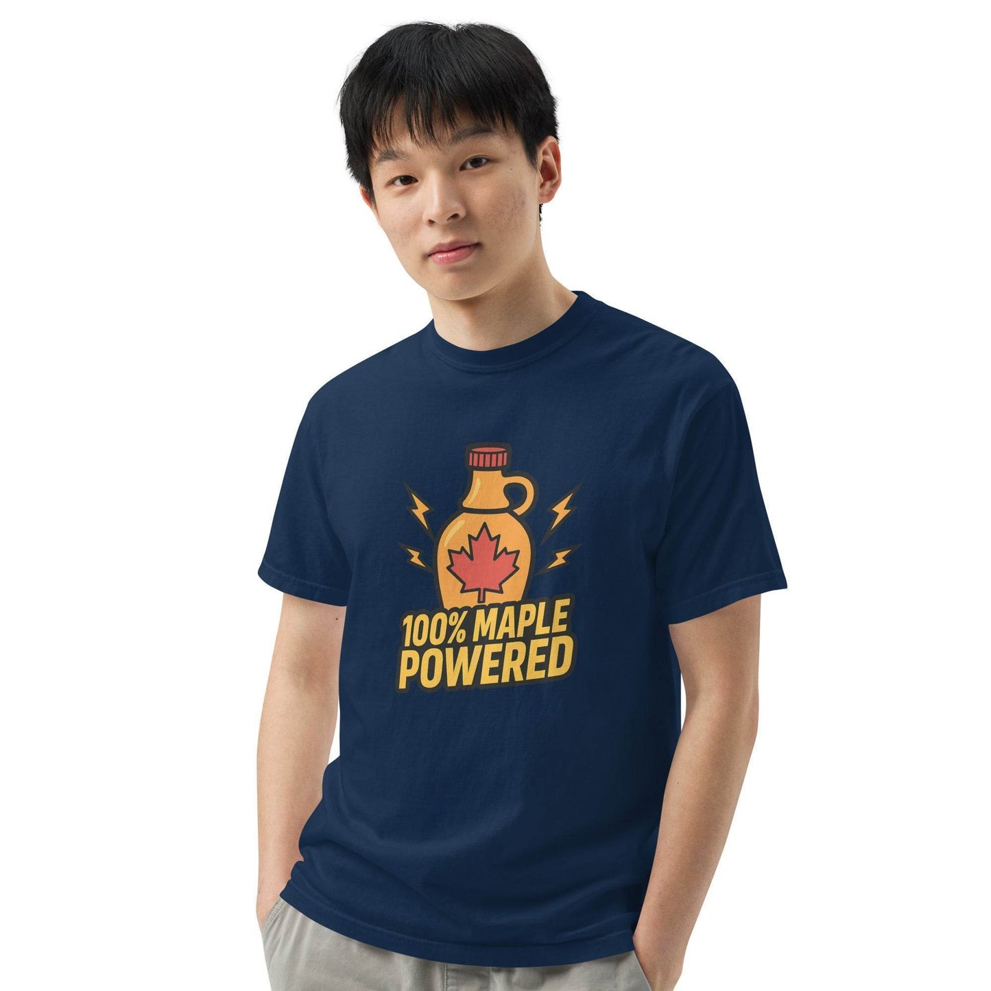 100% Maple Powered Unisex garment-dyed heavyweight t-shirt from Rare Plus Apparel – unique movie & pop culture inspired design.