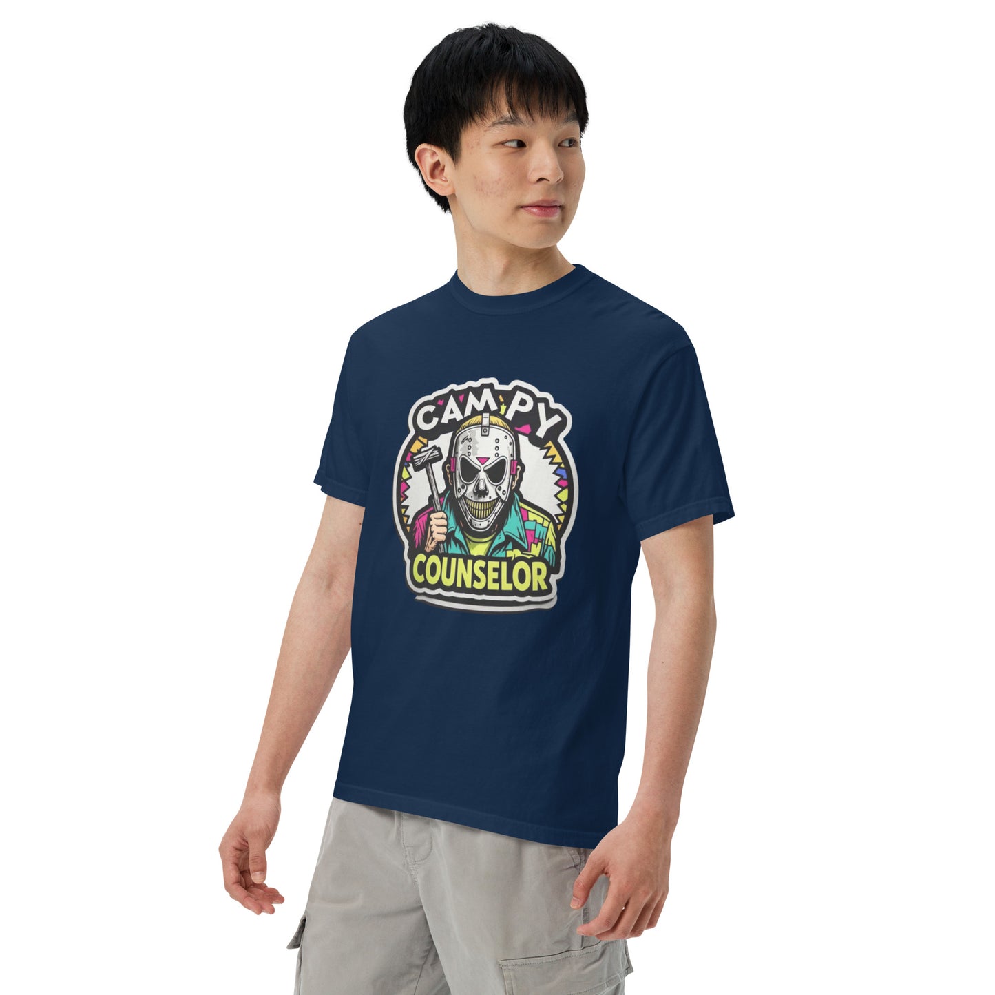 Campy Counselor Unisex garment-dyed heavyweight t-shirt from Rare Plus Apparel – unique movie & pop culture inspired design.
