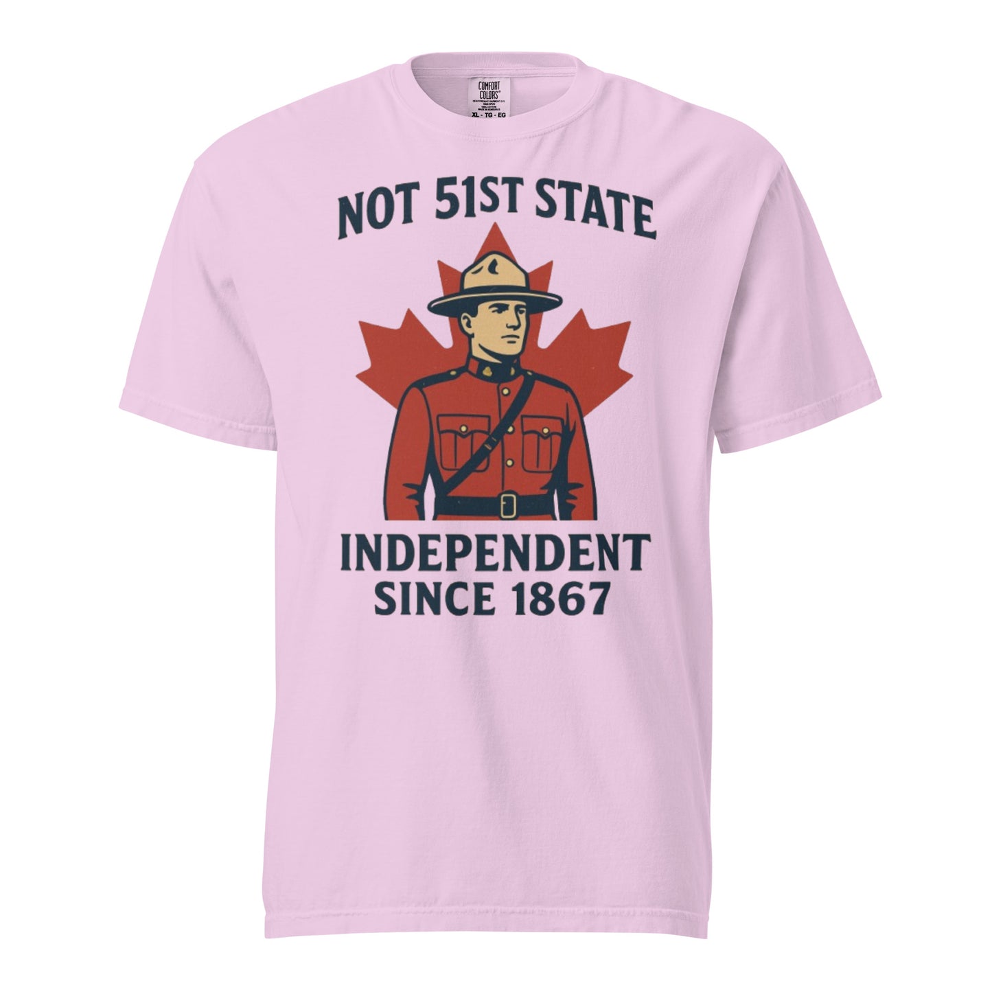 Not 51st State Mountie Unisex garment-dyed heavyweight t-shirt from Rare Plus Apparel – unique movie & pop culture inspired design.