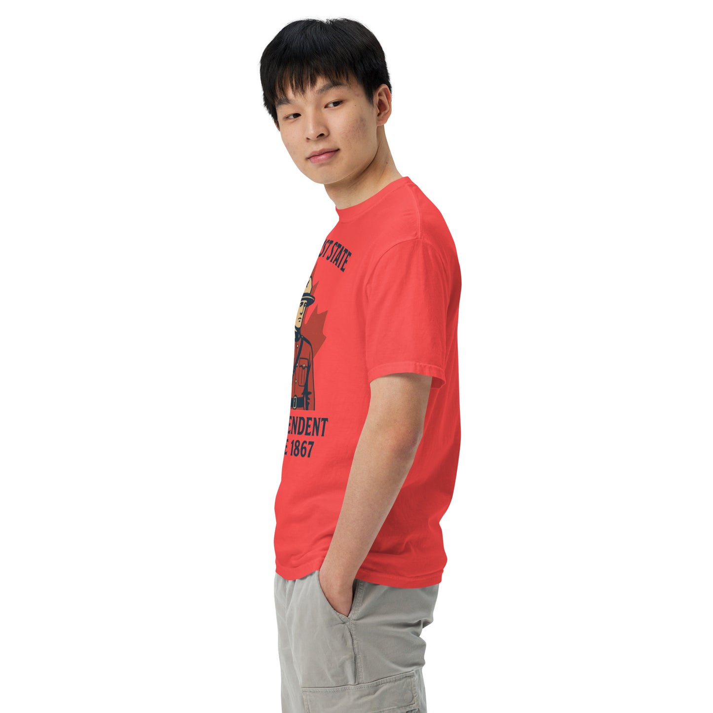 Not 51st State Mountie Unisex garment-dyed heavyweight t-shirt from Rare Plus Apparel – unique movie & pop culture inspired design.
