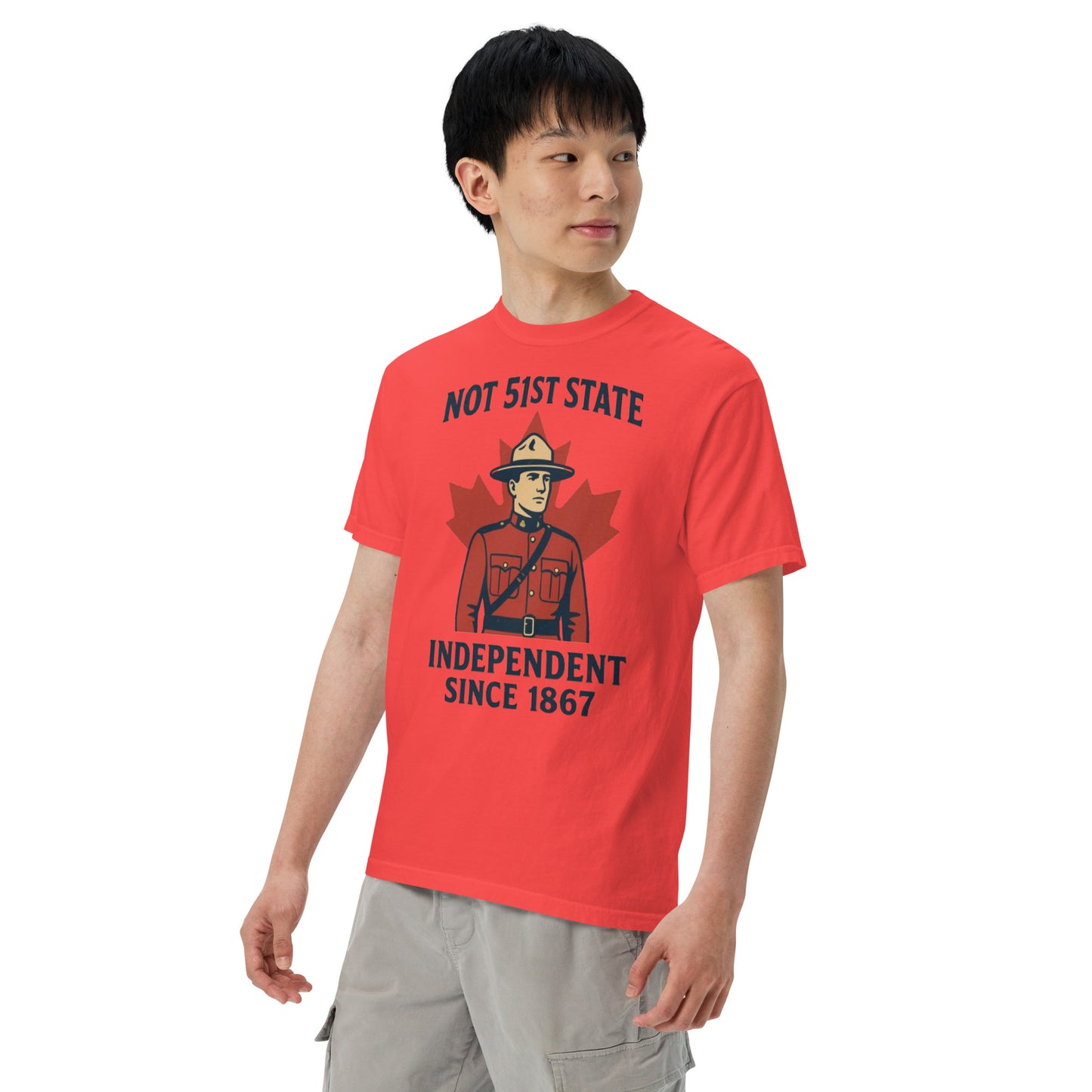 Not 51st State Mountie Unisex garment-dyed heavyweight t-shirt from Rare Plus Apparel – unique movie & pop culture inspired design.