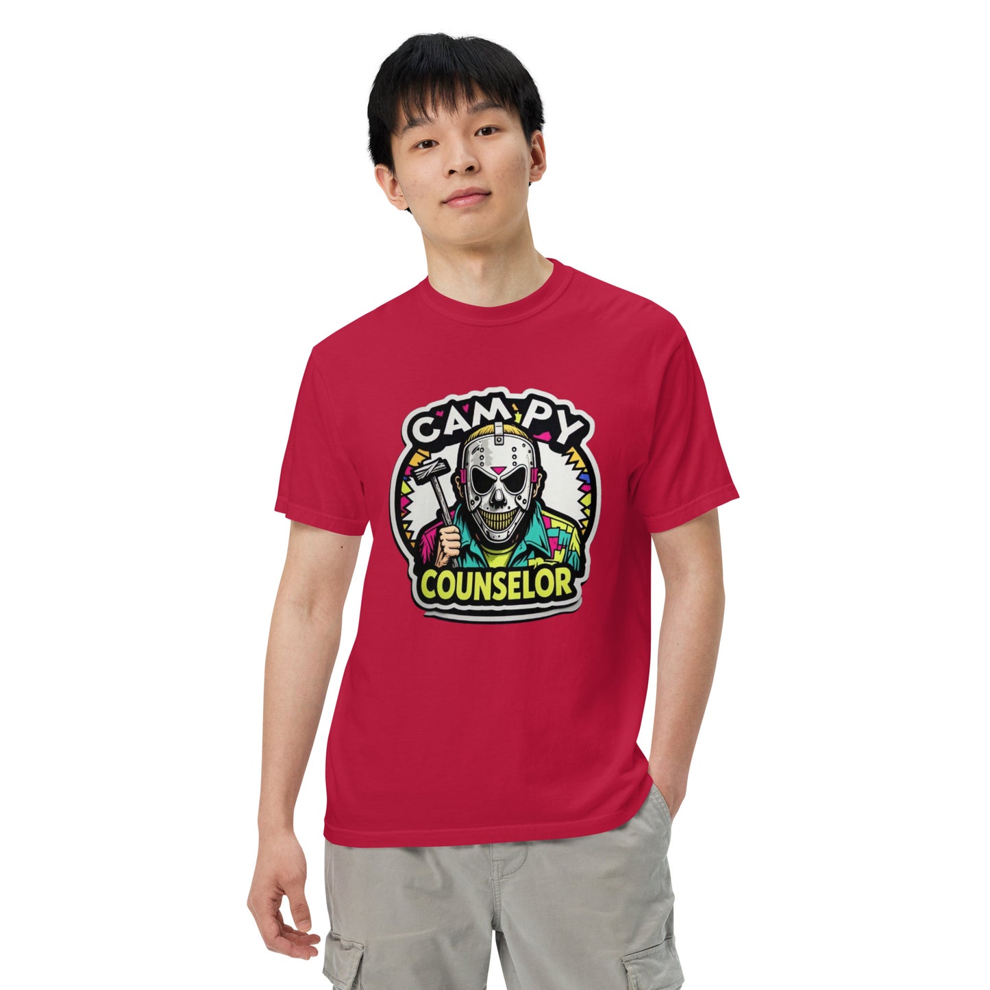 Campy Counselor Unisex garment-dyed heavyweight t-shirt from Rare Plus Apparel – unique movie & pop culture inspired design.