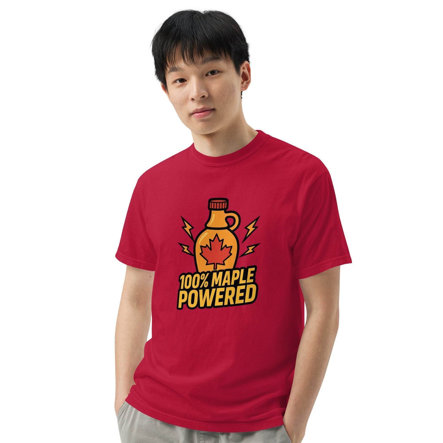 100% Maple Powered Unisex garment-dyed heavyweight t-shirt from Rare Plus Apparel – unique movie & pop culture inspired design.
