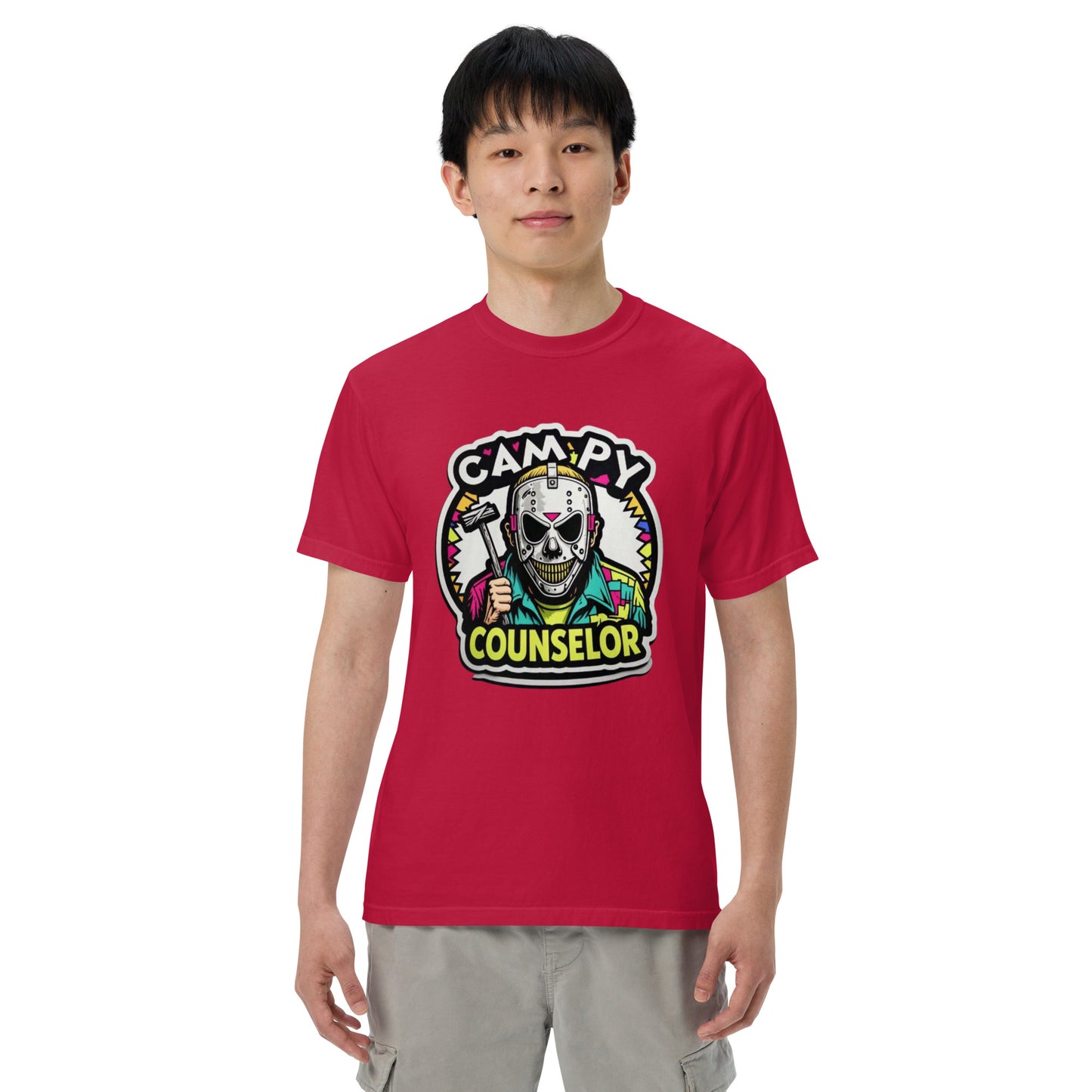 Campy Counselor Unisex garment-dyed heavyweight t-shirt from Rare Plus Apparel – unique movie & pop culture inspired design.