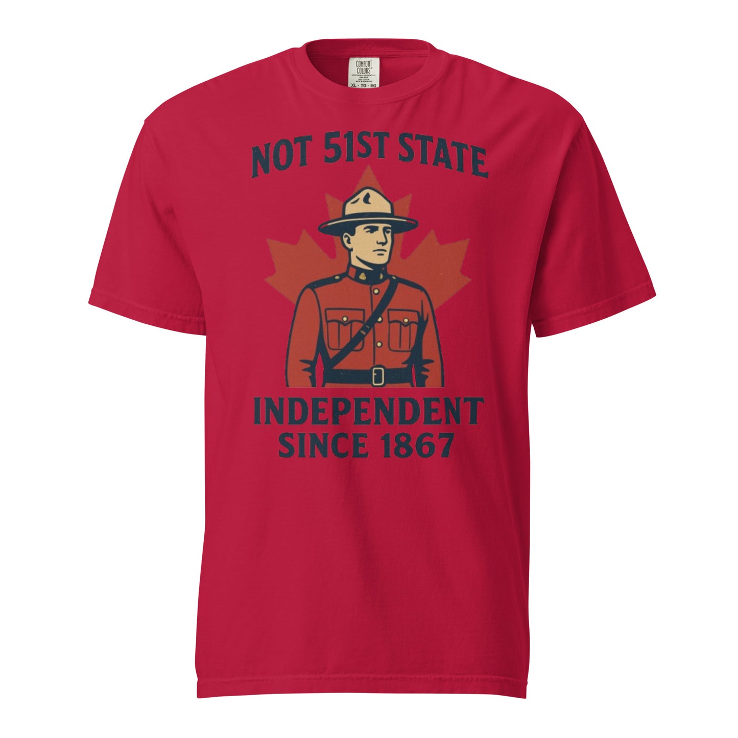 Not 51st State Mountie Unisex garment-dyed heavyweight t-shirt from Rare Plus Apparel – unique movie & pop culture inspired design.