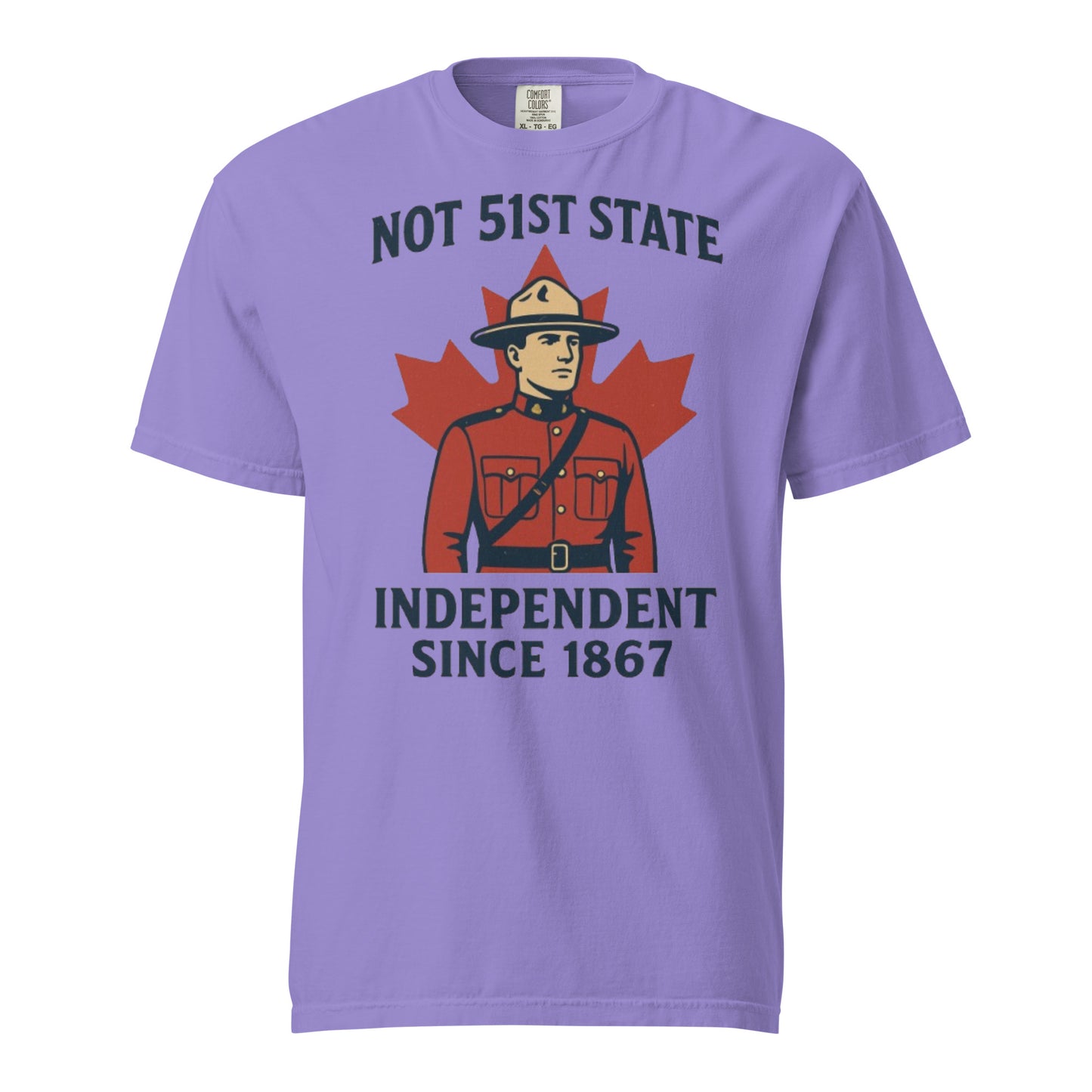 Not 51st State Mountie Unisex garment-dyed heavyweight t-shirt from Rare Plus Apparel – unique movie & pop culture inspired design.