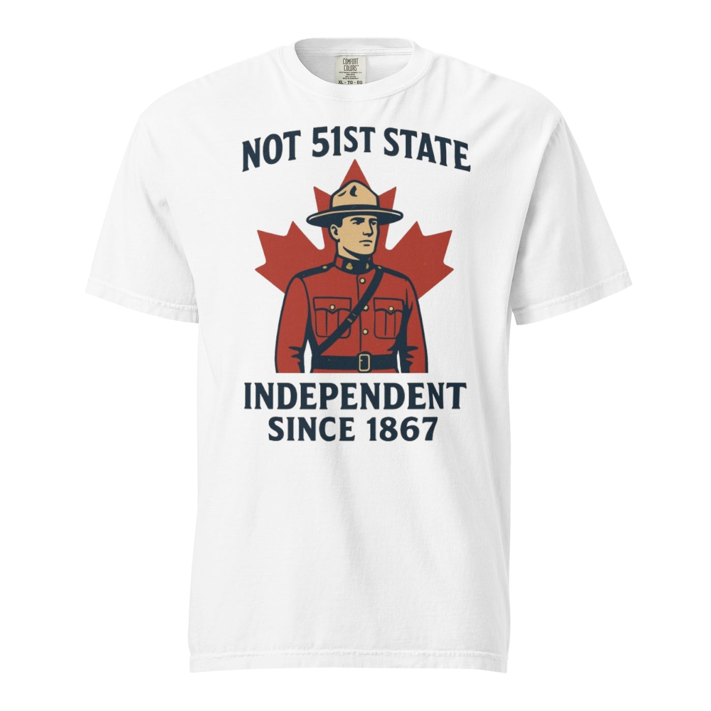 Not 51st State Mountie Unisex garment-dyed heavyweight t-shirt from Rare Plus Apparel – unique movie & pop culture inspired design.