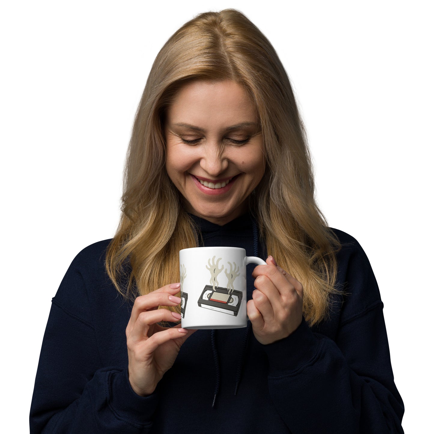 Cursed Media White glossy mug from Rare Plus Apparel – unique movie & pop culture inspired design.