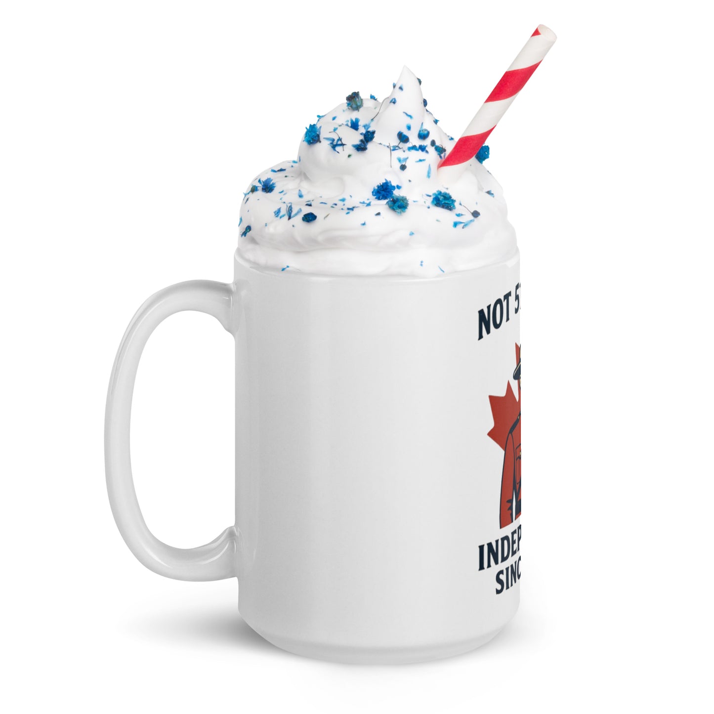 Not 51st State Mountie White glossy mug from Rare Plus Apparel – unique movie & pop culture inspired design.