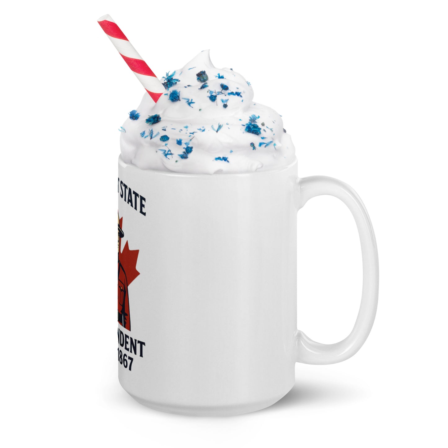 Not 51st State Mountie White glossy mug from Rare Plus Apparel – unique movie & pop culture inspired design.