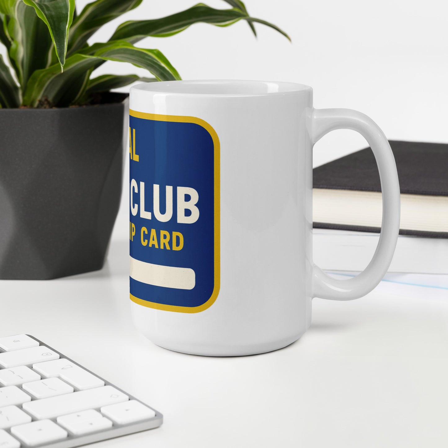 Physical Media Club White glossy mug from Rare Plus Apparel – unique movie & pop culture inspired design.