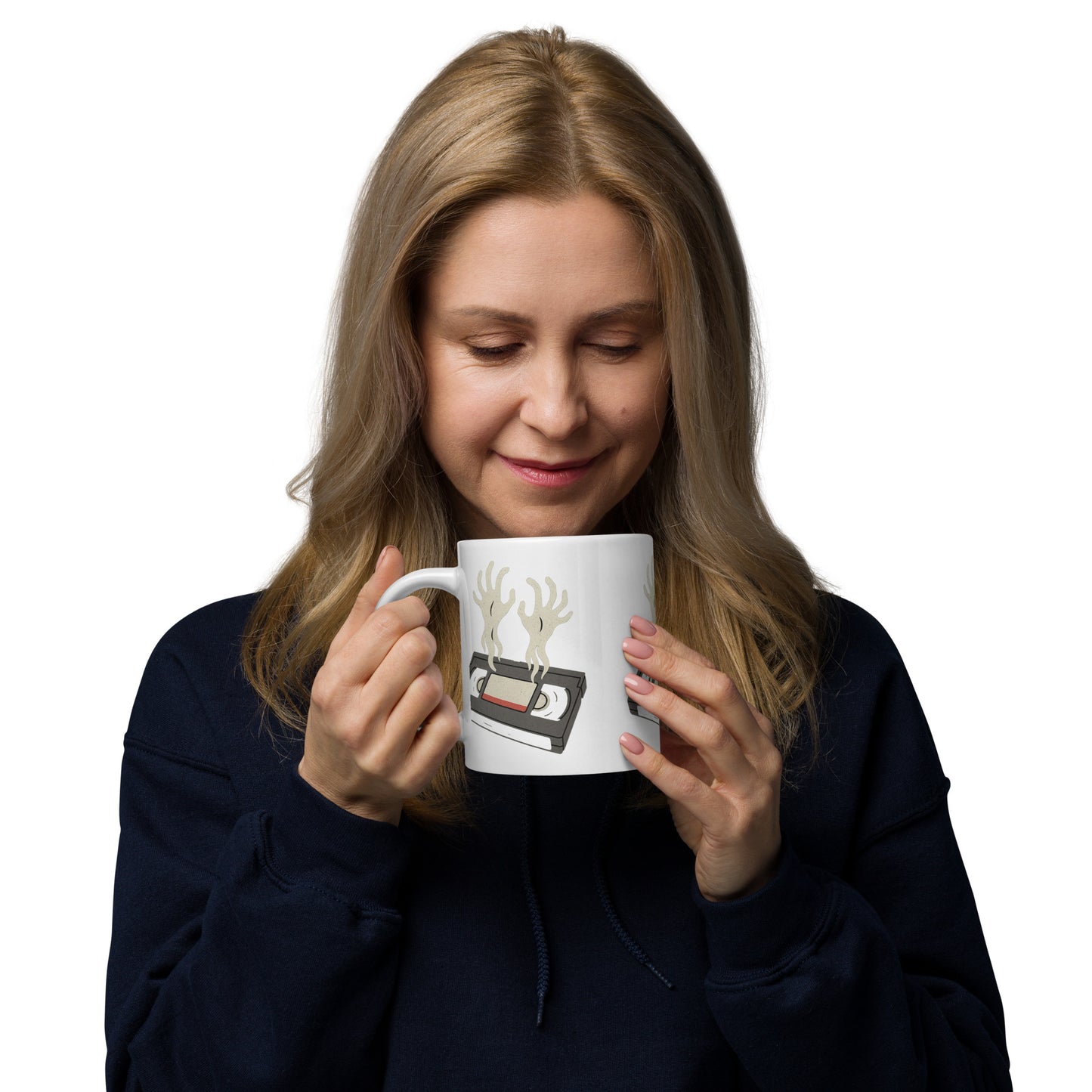 Cursed Media White glossy mug from Rare Plus Apparel – unique movie & pop culture inspired design.